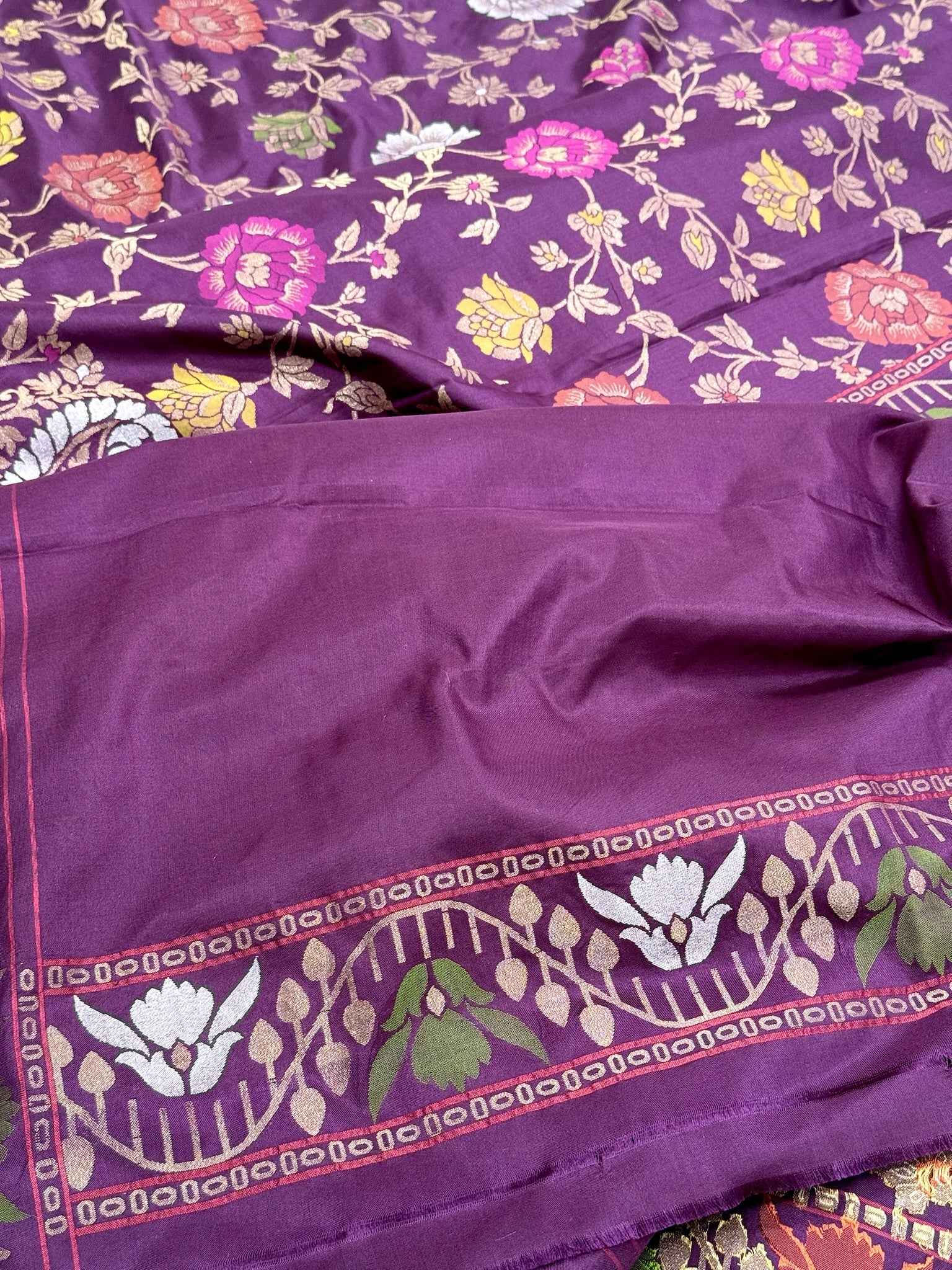 Magenta/Purple Pure Katan Silk Handwoven Banarasi Saree