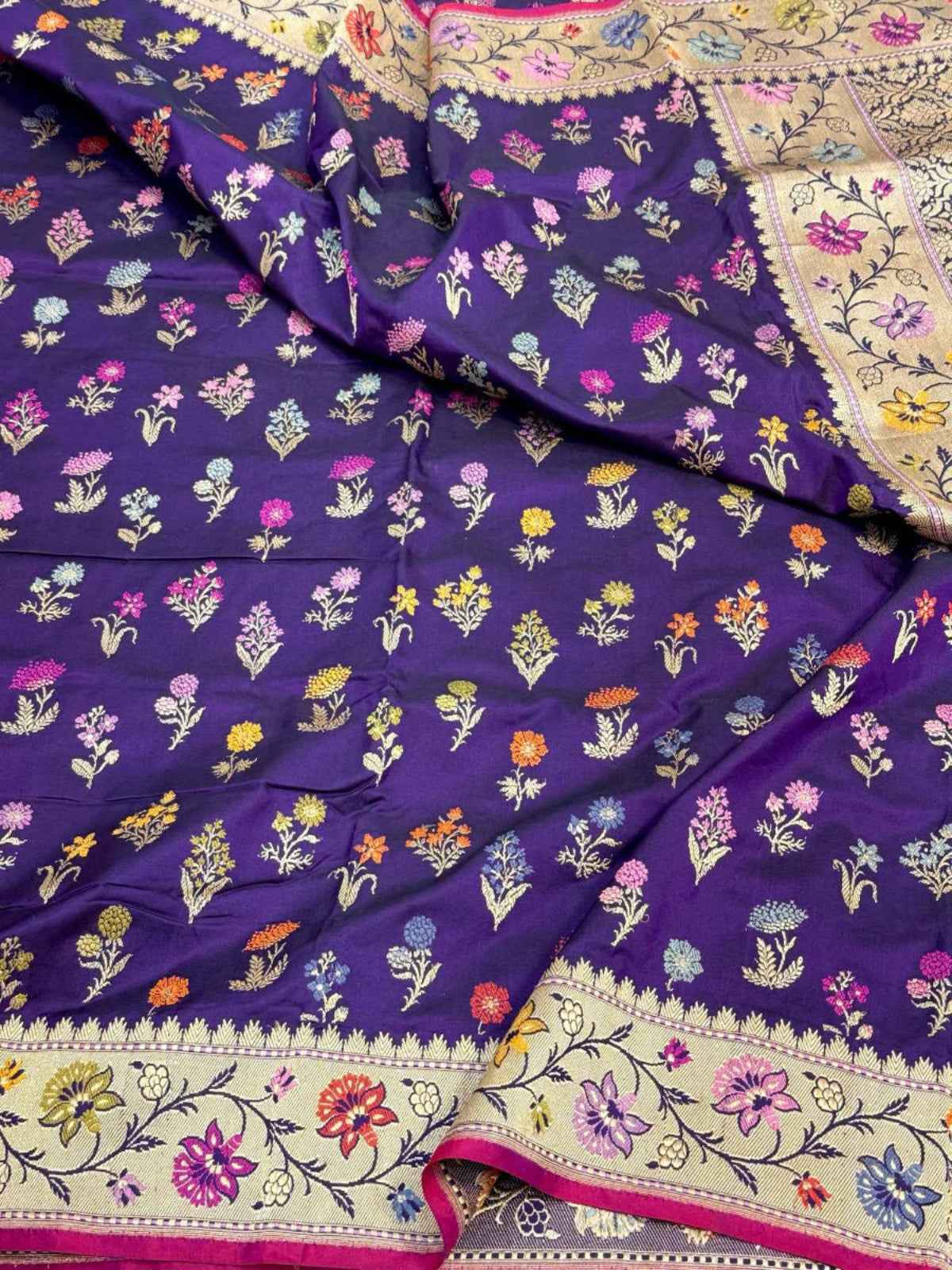 Pink Pure Mulberry Katan Silk Handwoven Banarasi Saree- Kadhuwa