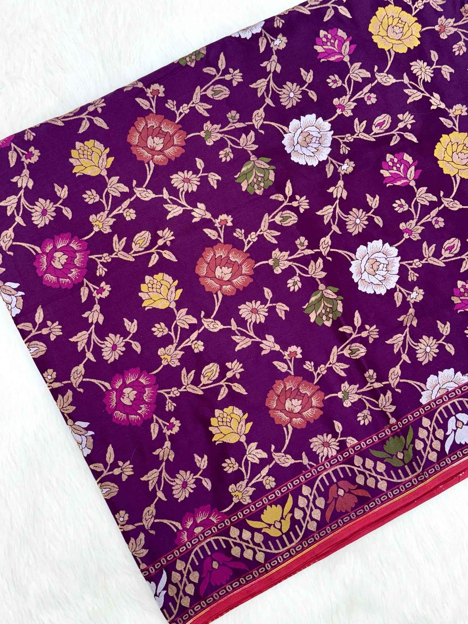 Magenta/Purple Pure Katan Silk Handwoven Banarasi Saree