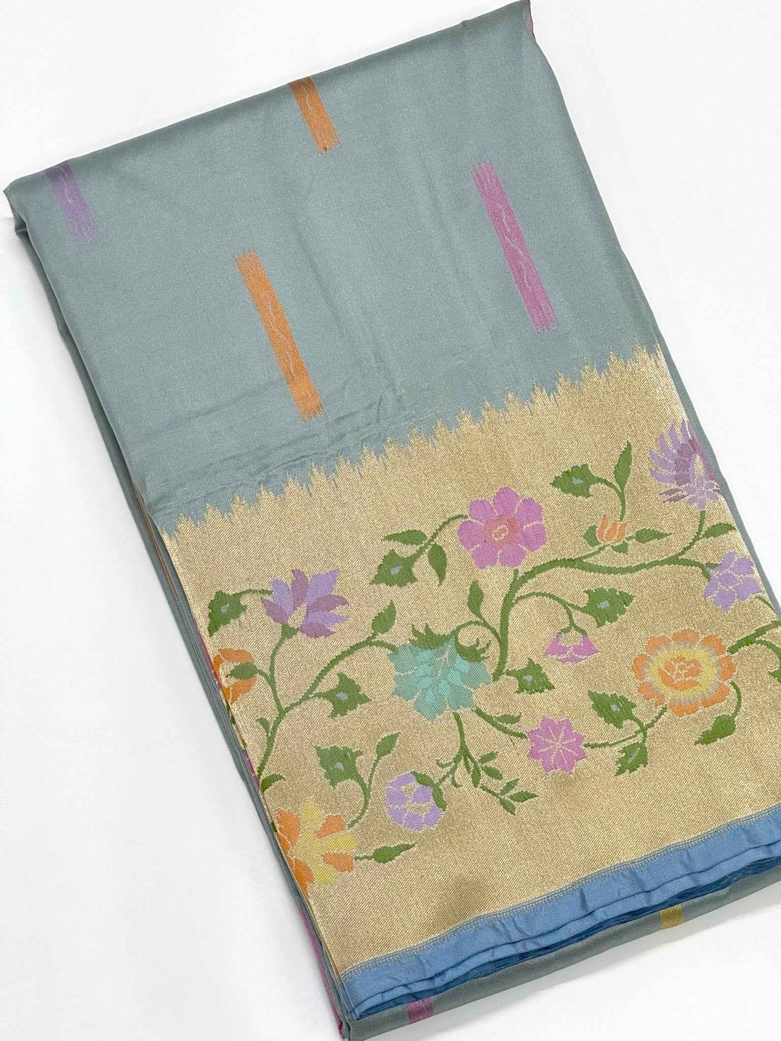 Ice Blue Pure katan Silk Saree (Copy)