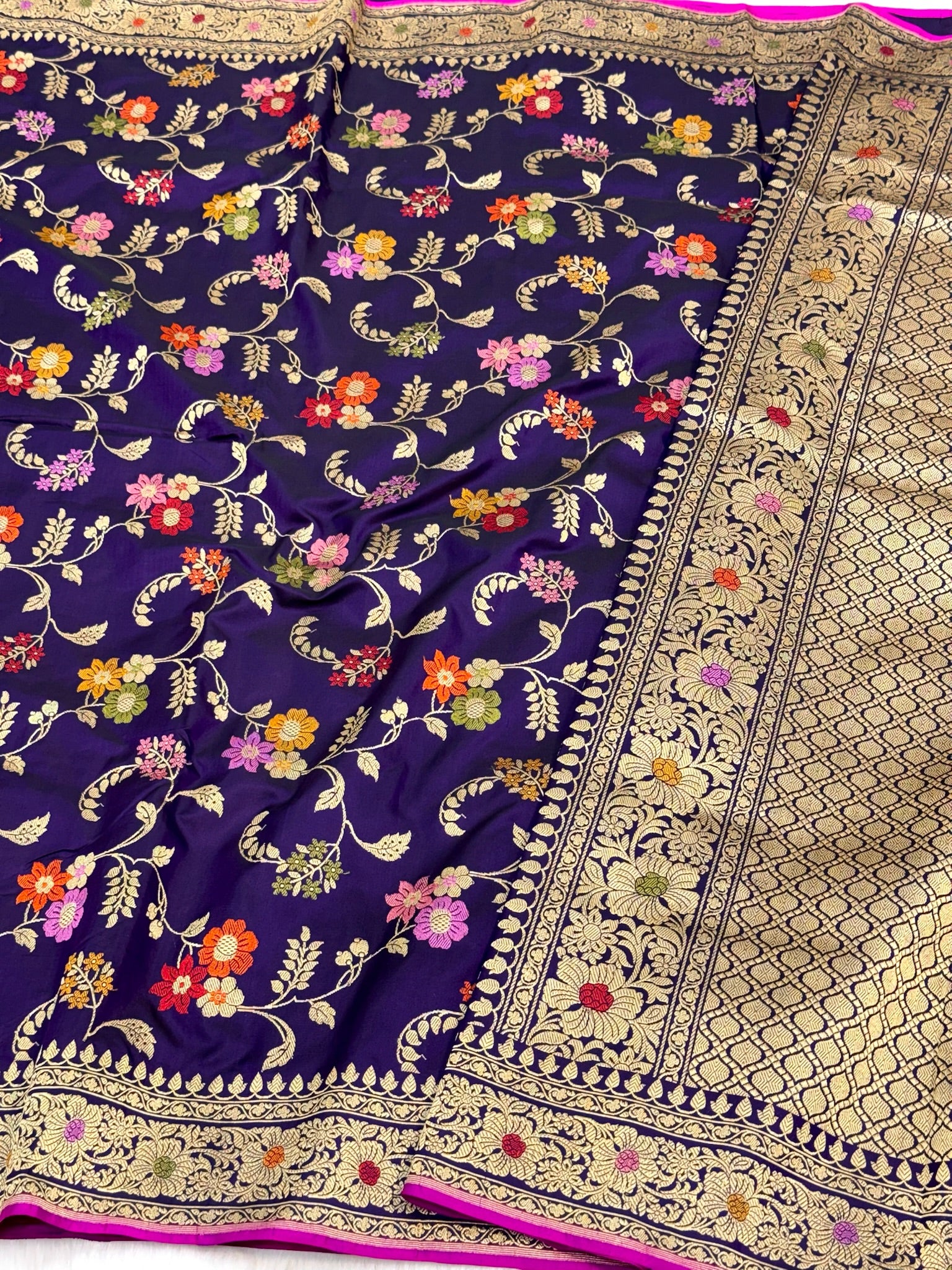 Purple Pure Katan Silk Handwoven Banarasi Saree | Kadhuwa Weave |