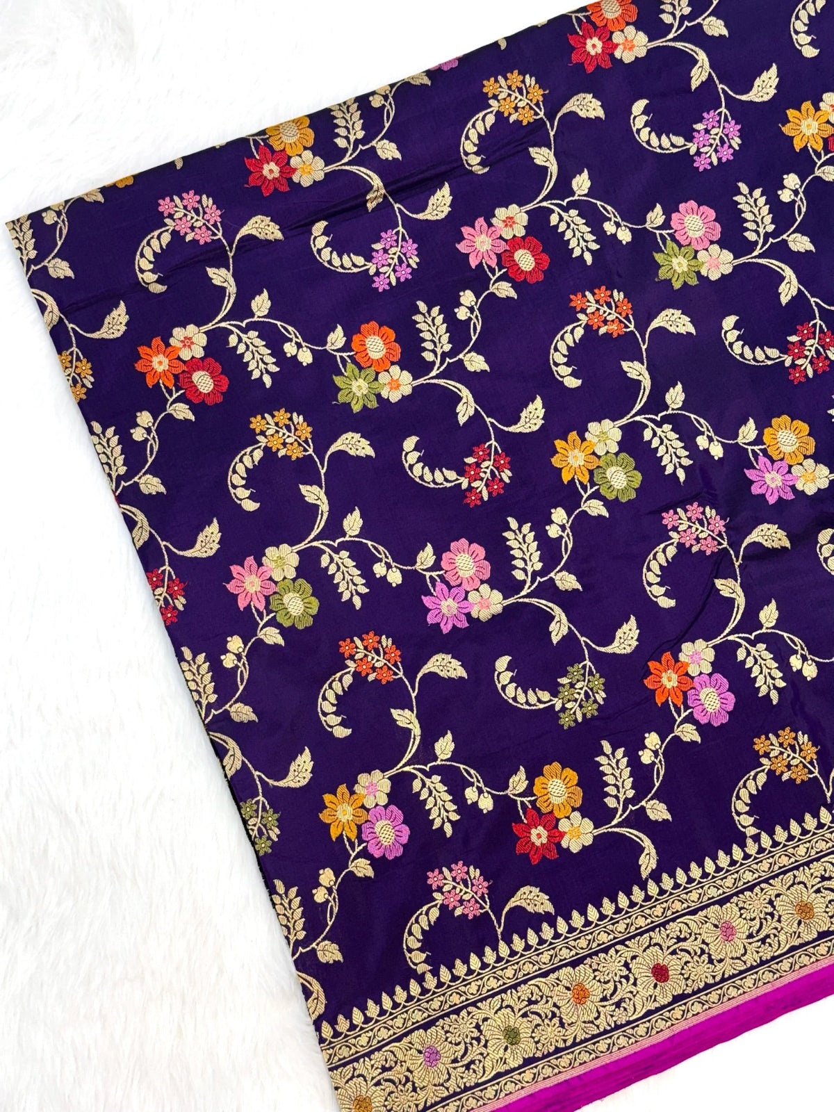 Purple Pure Katan Silk Handwoven Banarasi Saree | Kadhuwa Weave |