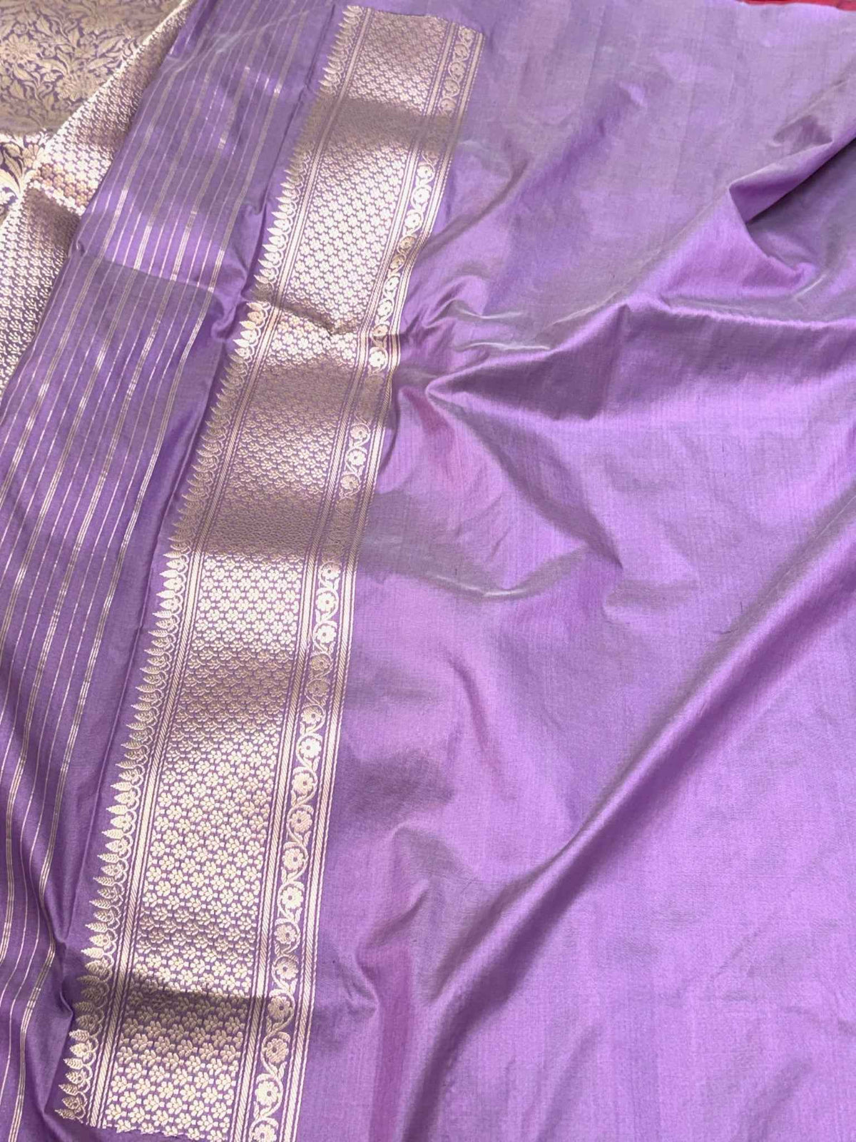 Lavender/Purple Pure Katan Silk Handwoven Saree