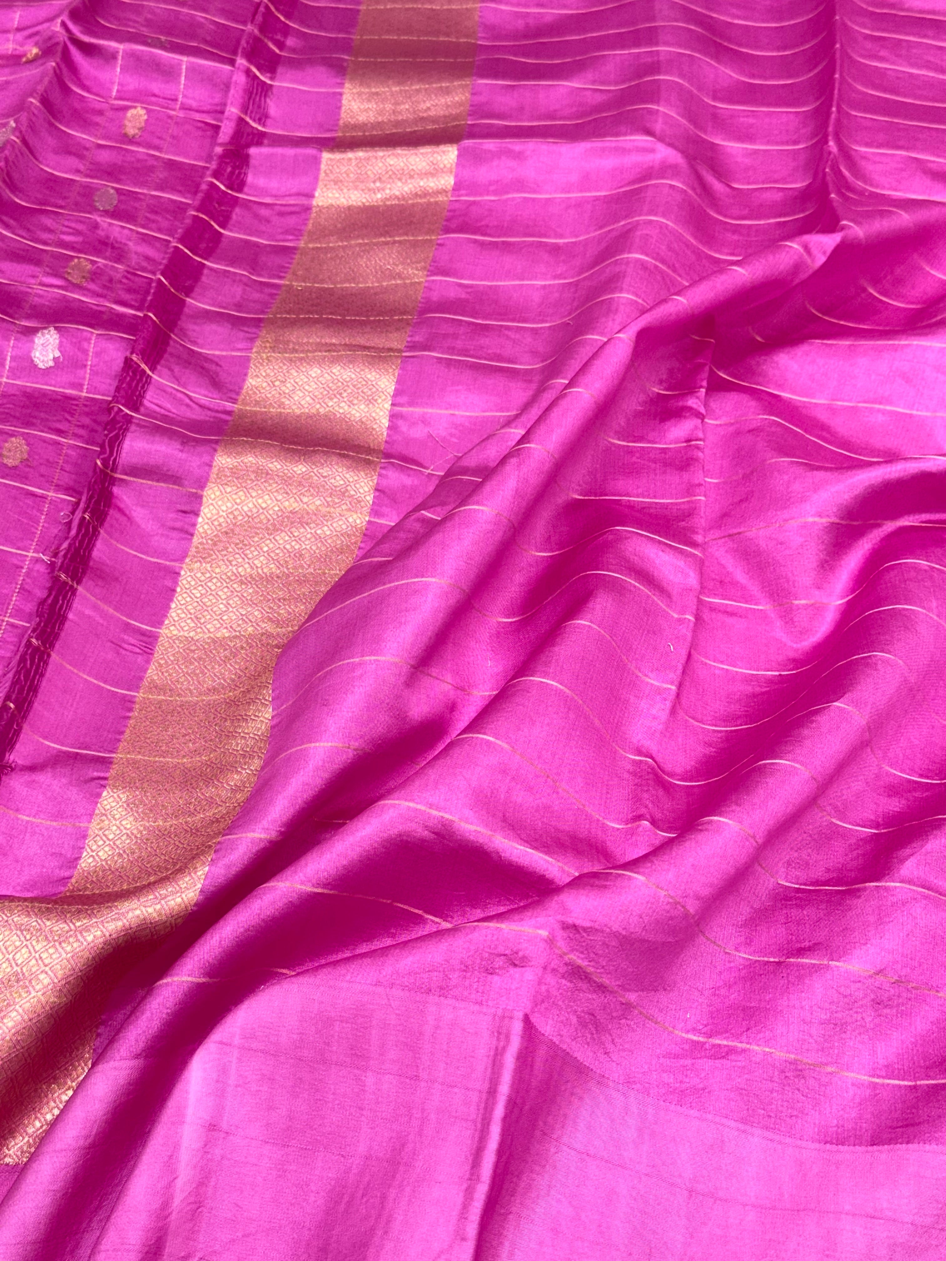 Pink Pure Raw Mango Silk Banarasi | Kadhwa Weave | Handwoven Contemporary Saree