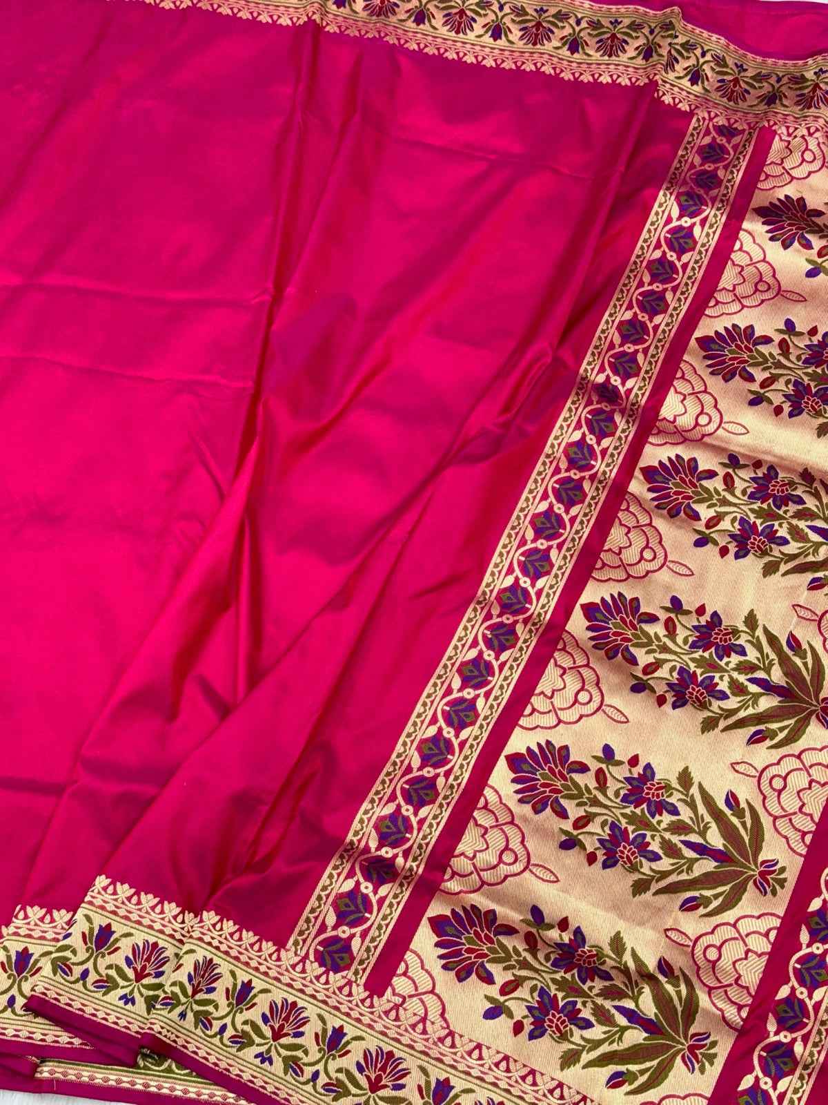 Navy Blue Pure Katan Silk Handwoven Banarasi Saree