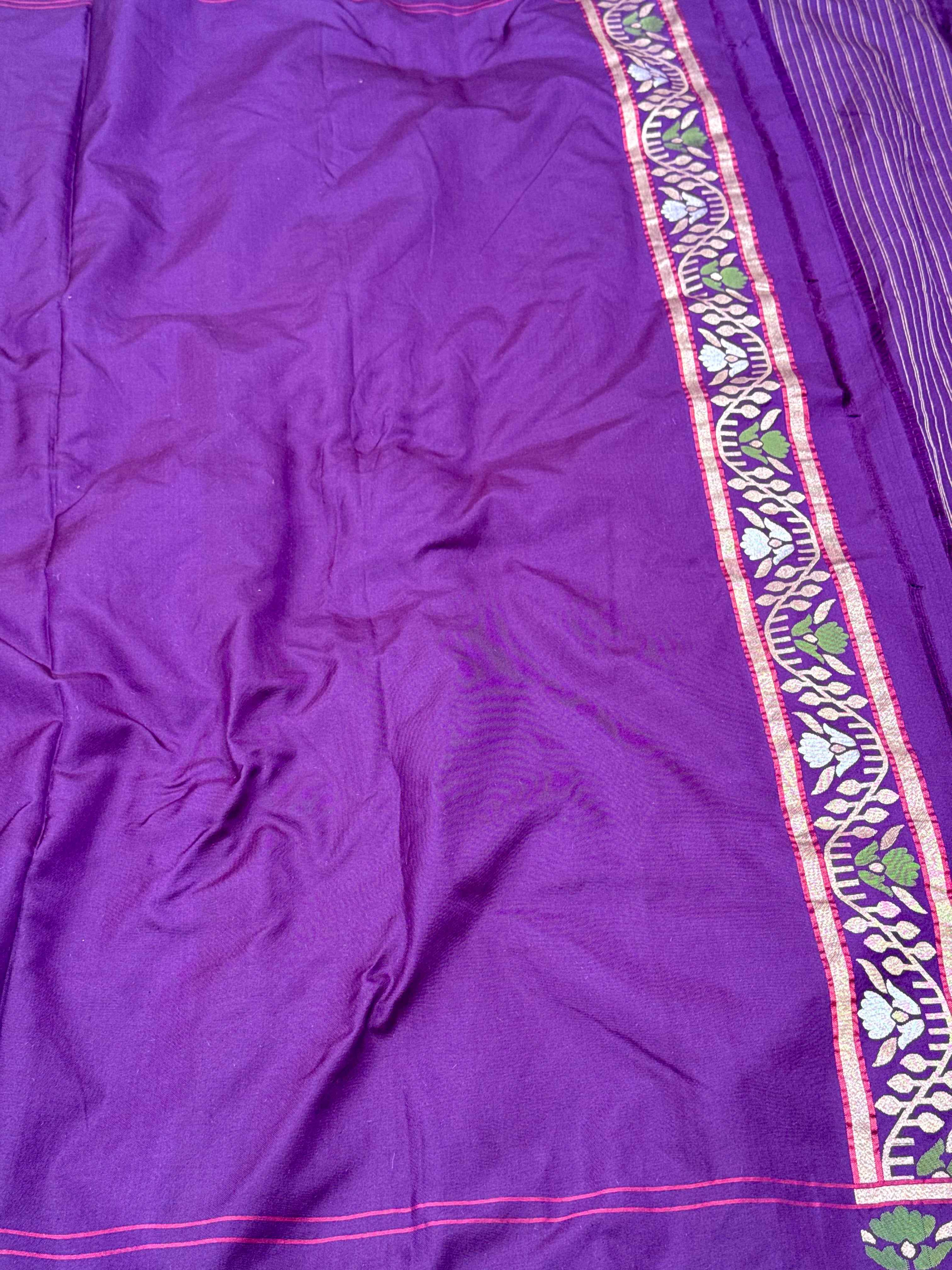 Purple Pure Double Katan Silk Handloom Banarasi Saree |Ektara Weave|