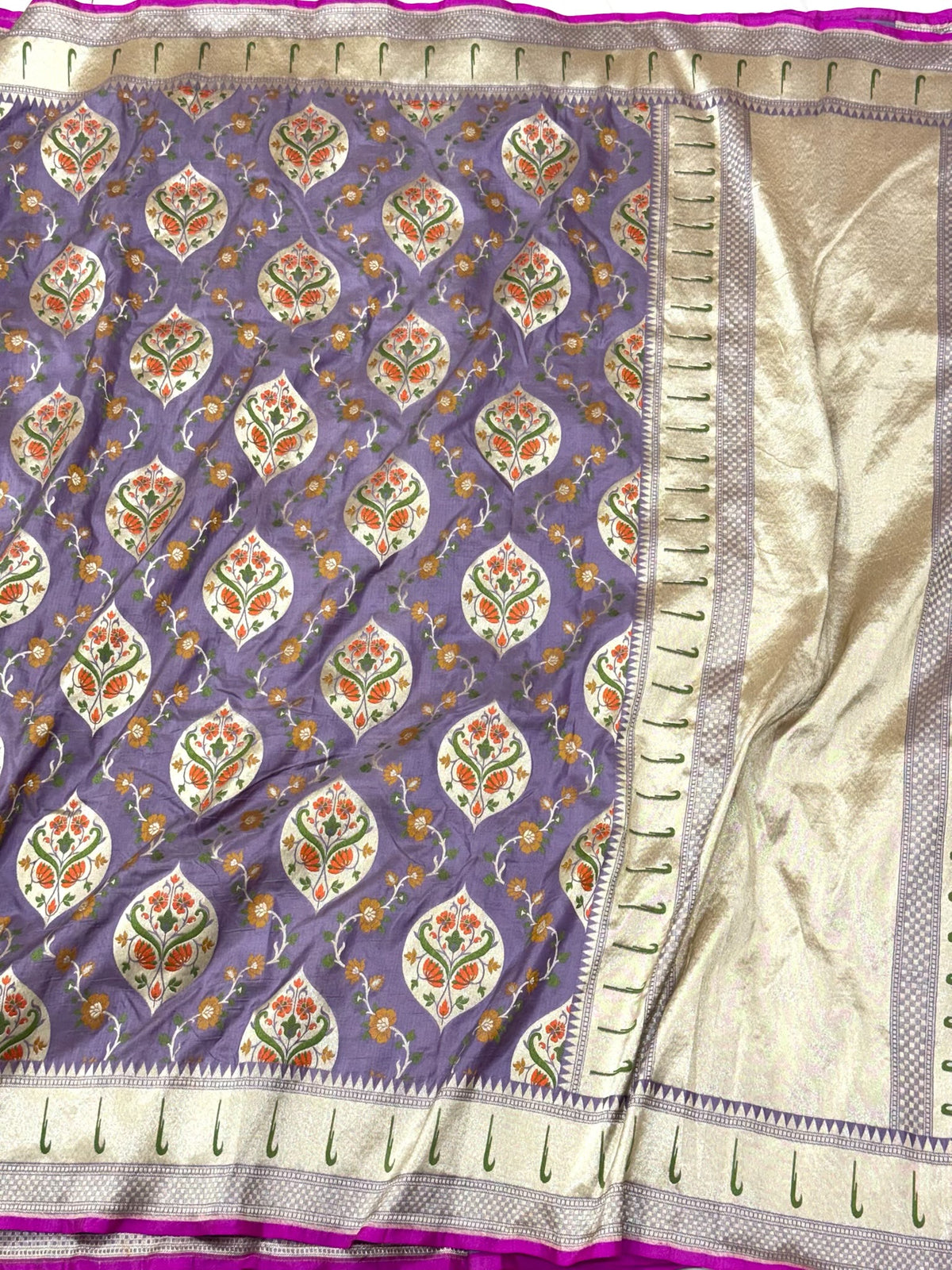 Dusty Lavender Pure Katan Silk & Mulberry Silk | Authentic Handloom Banarasi Saree