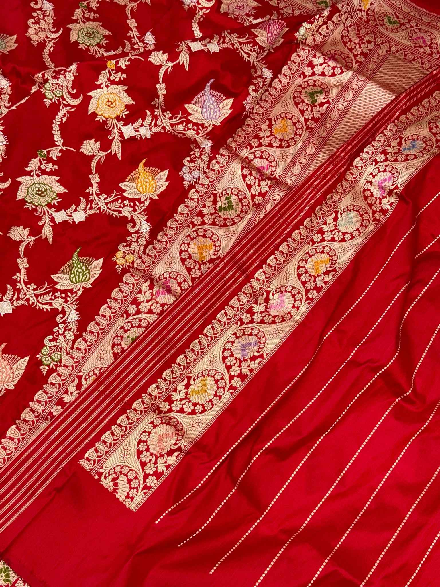 Red Katan Silk Pure Handwoven Saree