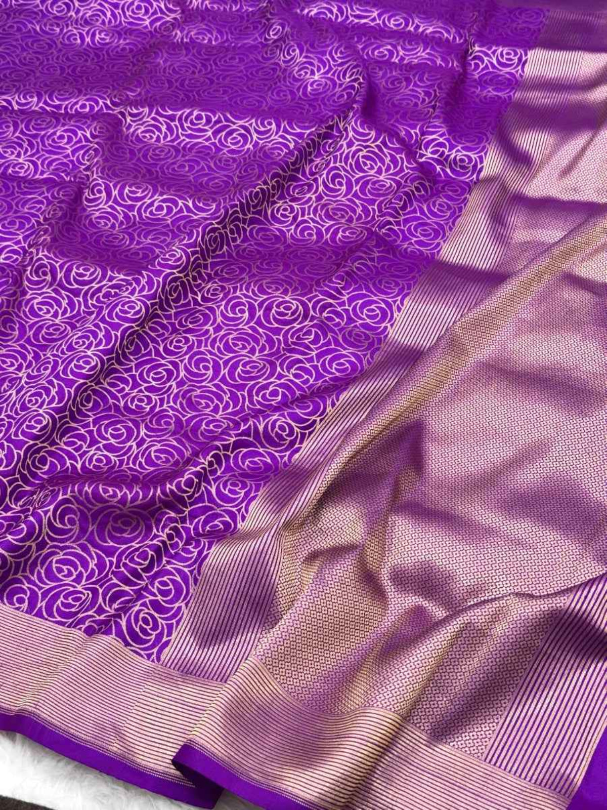 Rani Pink Pure Katan Silk Handloom Contemporary Banarasi Brocade Saree