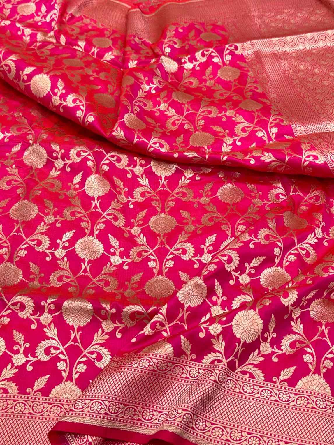 Pink Pure Katan Mulberry Silk Banarasi Handloom Saree