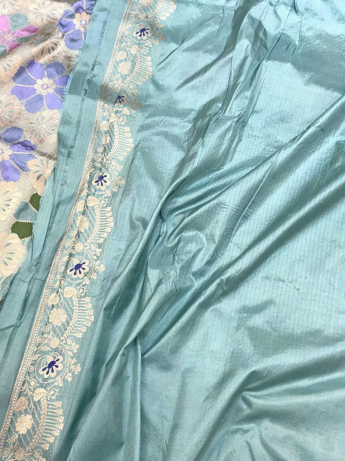 Light Sea Green Pure Katan Mulberry Silk Handloom Banarasi Saree - Rangkaat