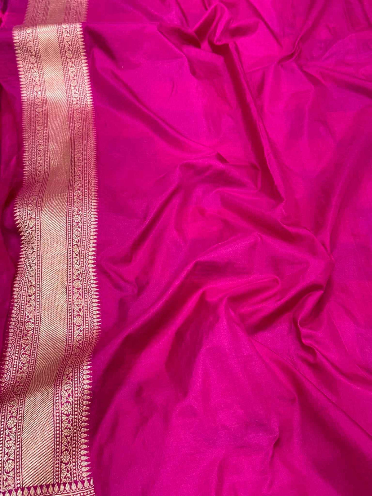 Rani Pink Rangkaat Handloom Banarasi Saree - Pure Katan Mulberry Silk Authentic Banarasi Saree