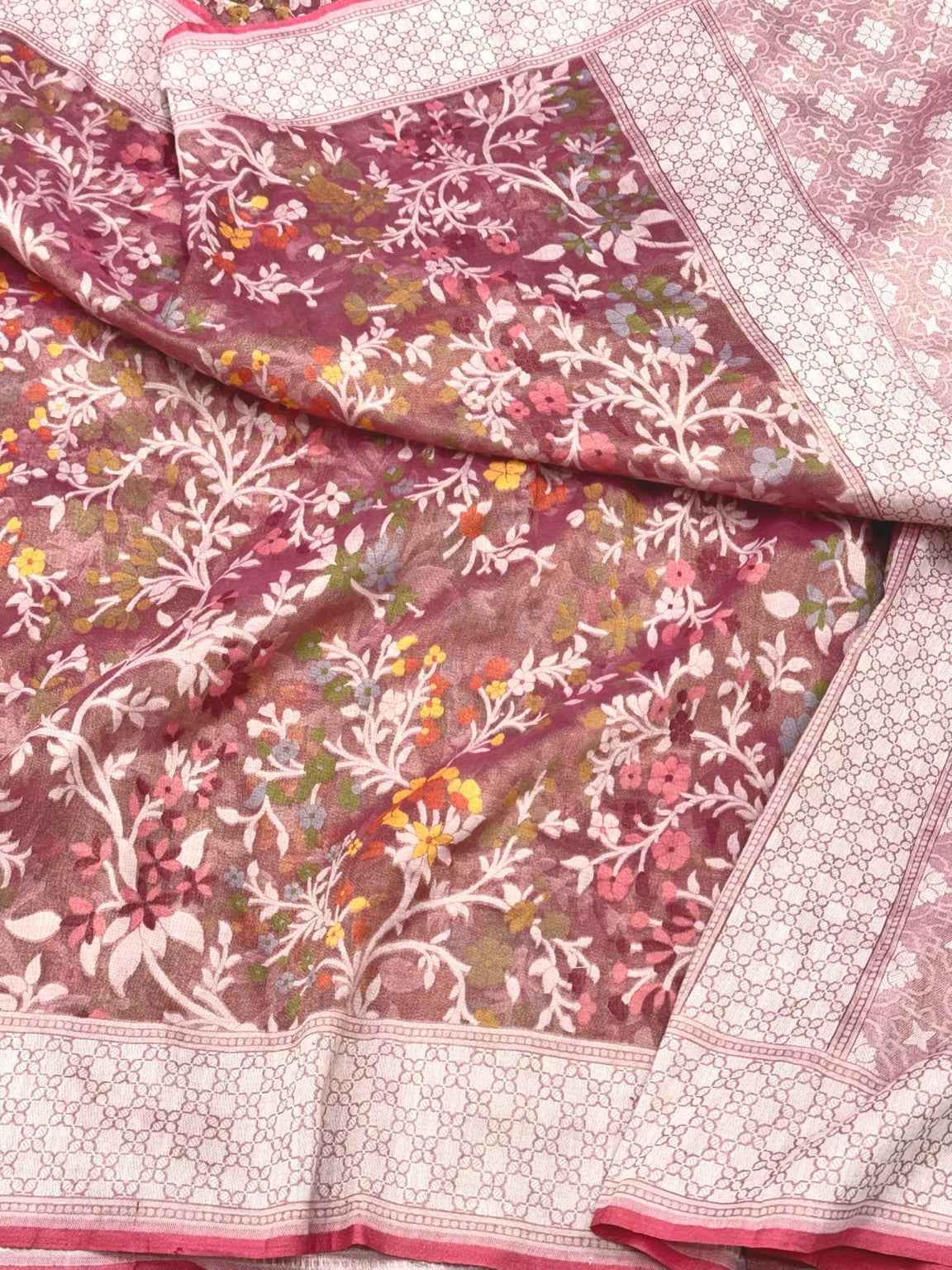 Yellow Pure Mulberry Katan Silk Jamdani Handloom Banarasi Saree