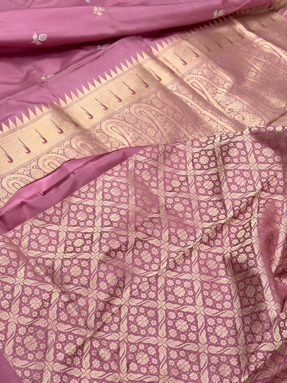 Mauve Pink Pure Mulberry Katan Silk Handwoven Banarasi Saree