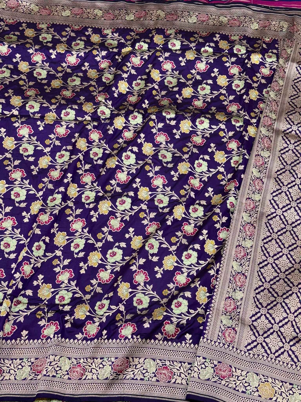 Purple Handloom Banarasi Saree | Pure Mulberry Katan Silk Banarasi Saree - The Royal Palette