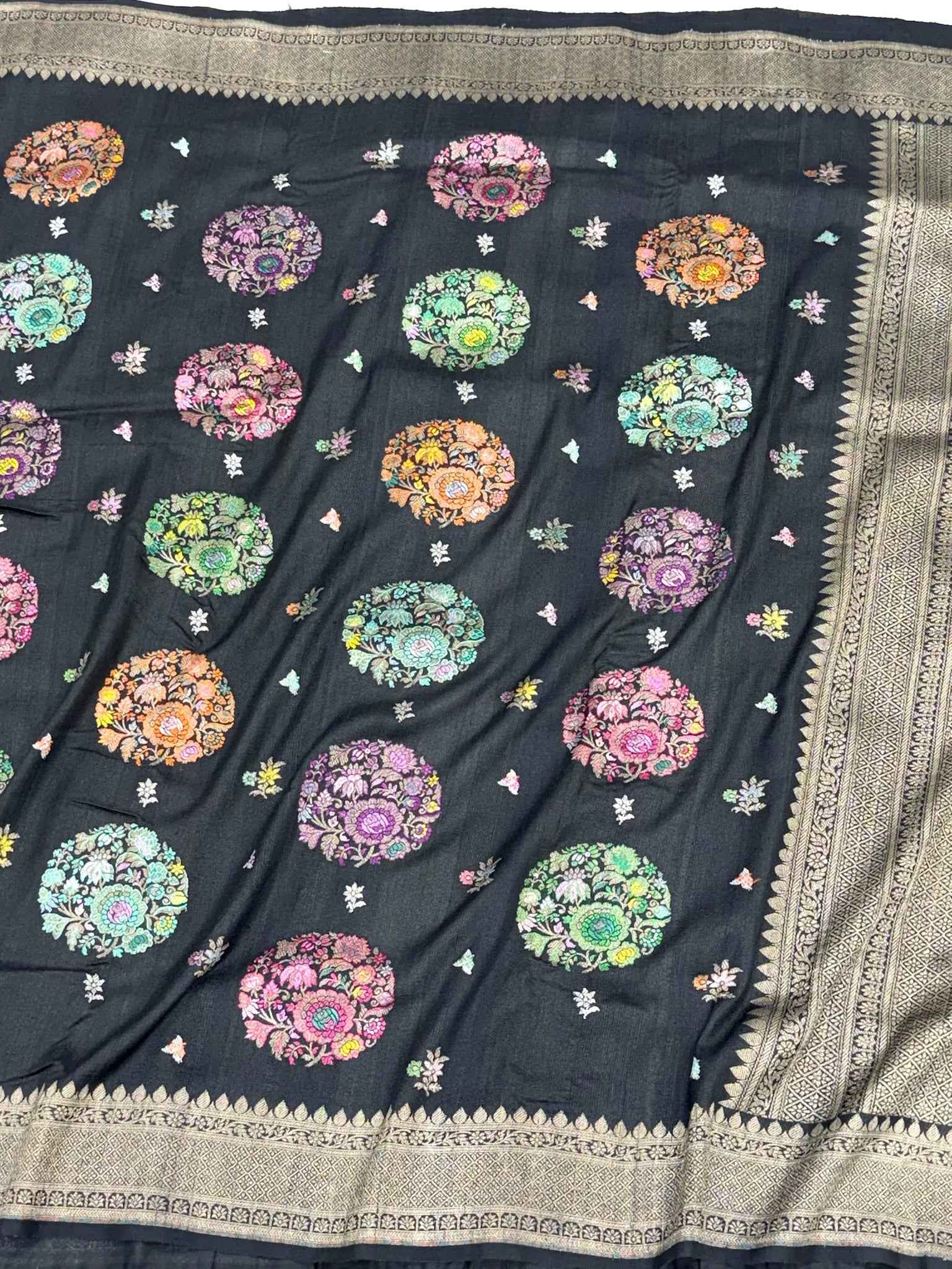 Black Pure Tussar Georgette Silk - Kadhwa Technique Modern Masterpiece Banarasi Saree