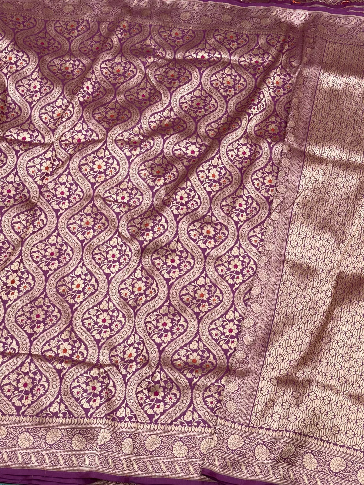 Lilac Pink Pure Mulberry Silk & Pure Katan Silk Handloom Banarasi Saree - Brocade