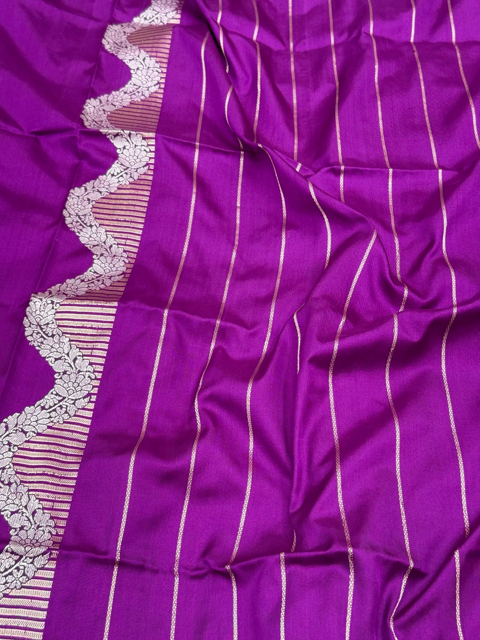 Magenta Purple Pure Mulberry Katan Silk Handwoven Banarasi Saree- Ektara Weave