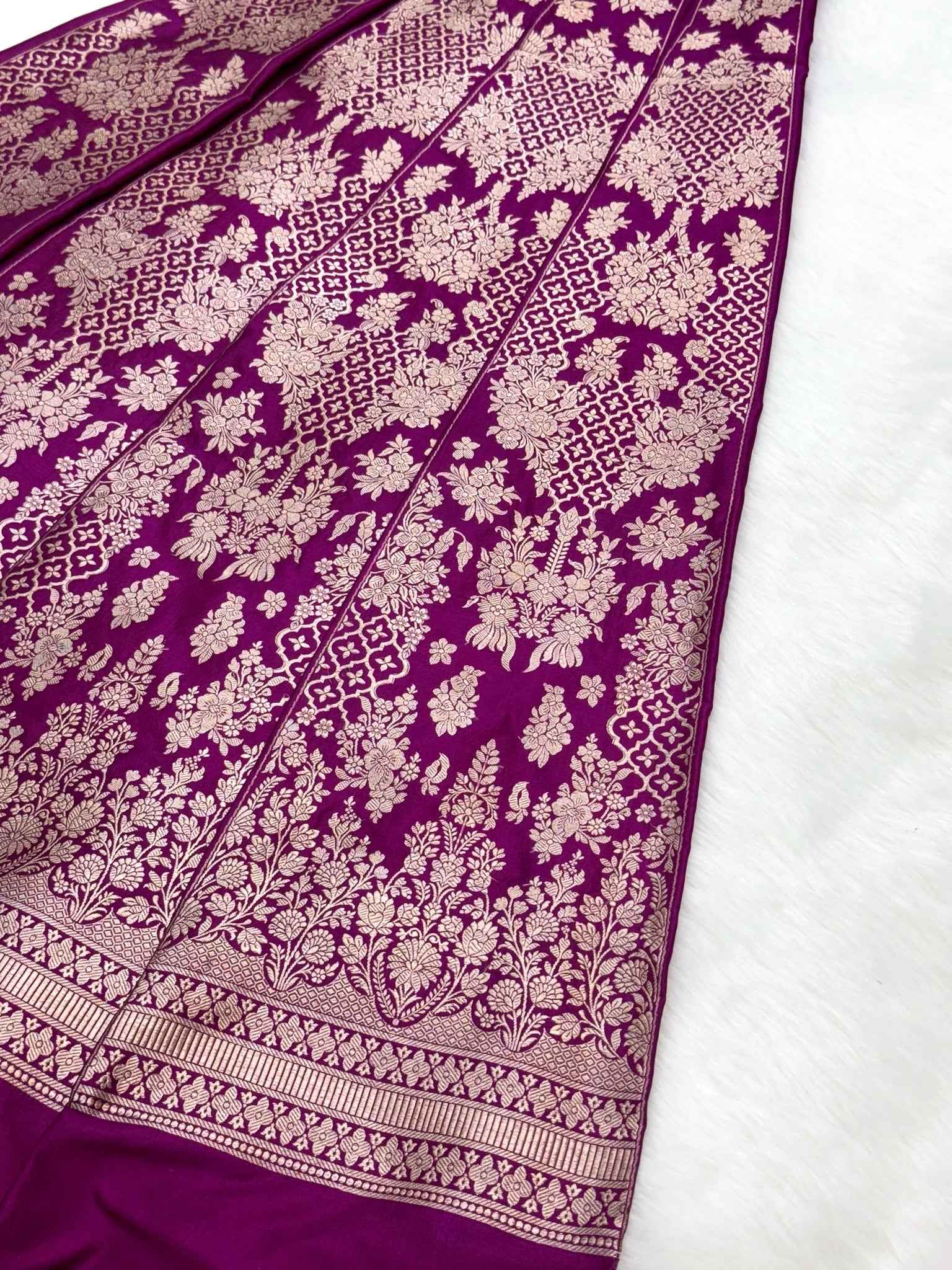 Magenta Katan Silk Pure Handwoven Lahenga