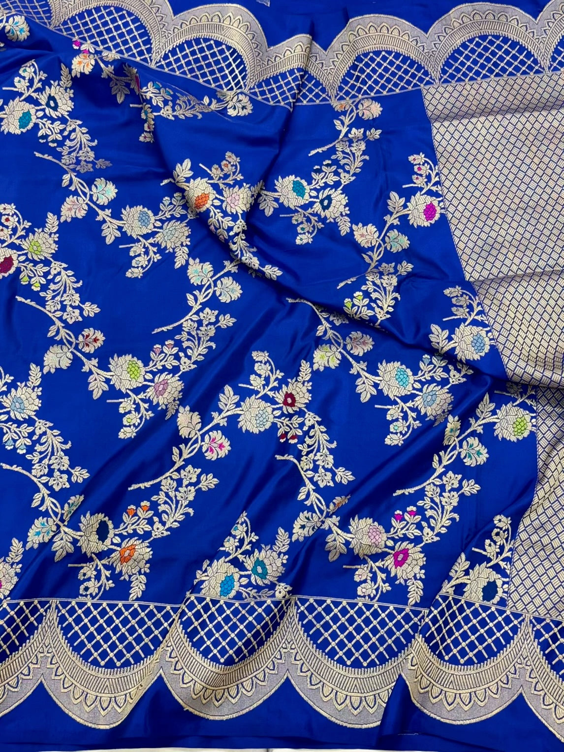 Electric Blue Pure Katan Silk Handwoven Saree