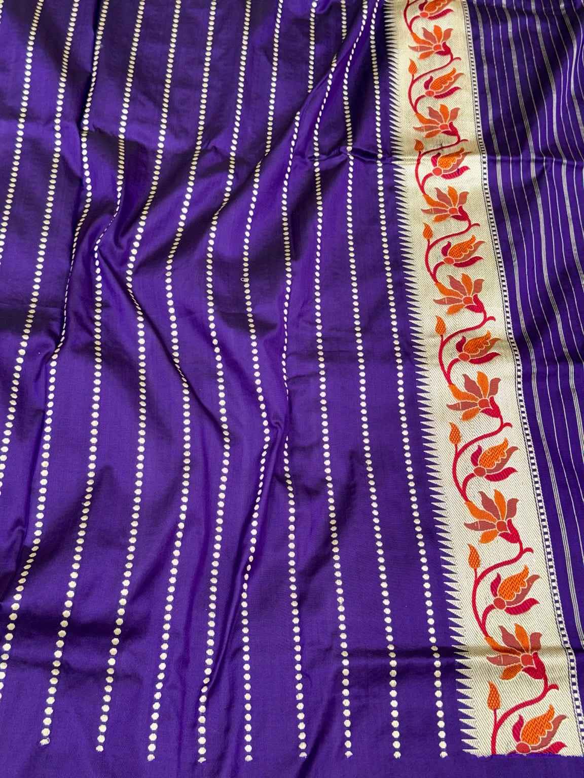 Purple Pure Mulberry Katan Silk Saree Handwoven Banarasi Saree - Timeless Kadhwa Elegance