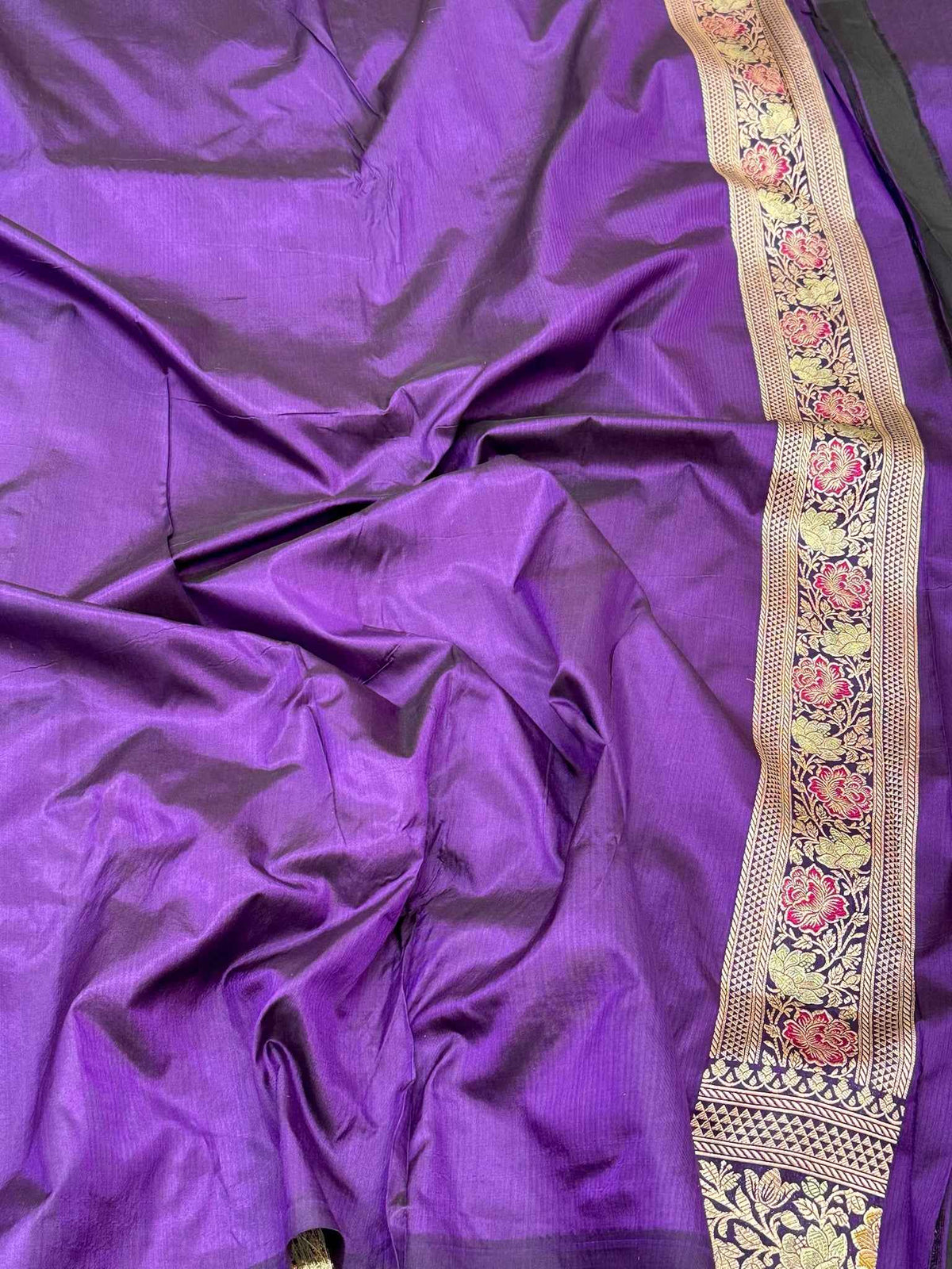 Purple Handloom Banarasi Saree | Pure Mulberry Katan Silk Banarasi Saree - The Royal Palette