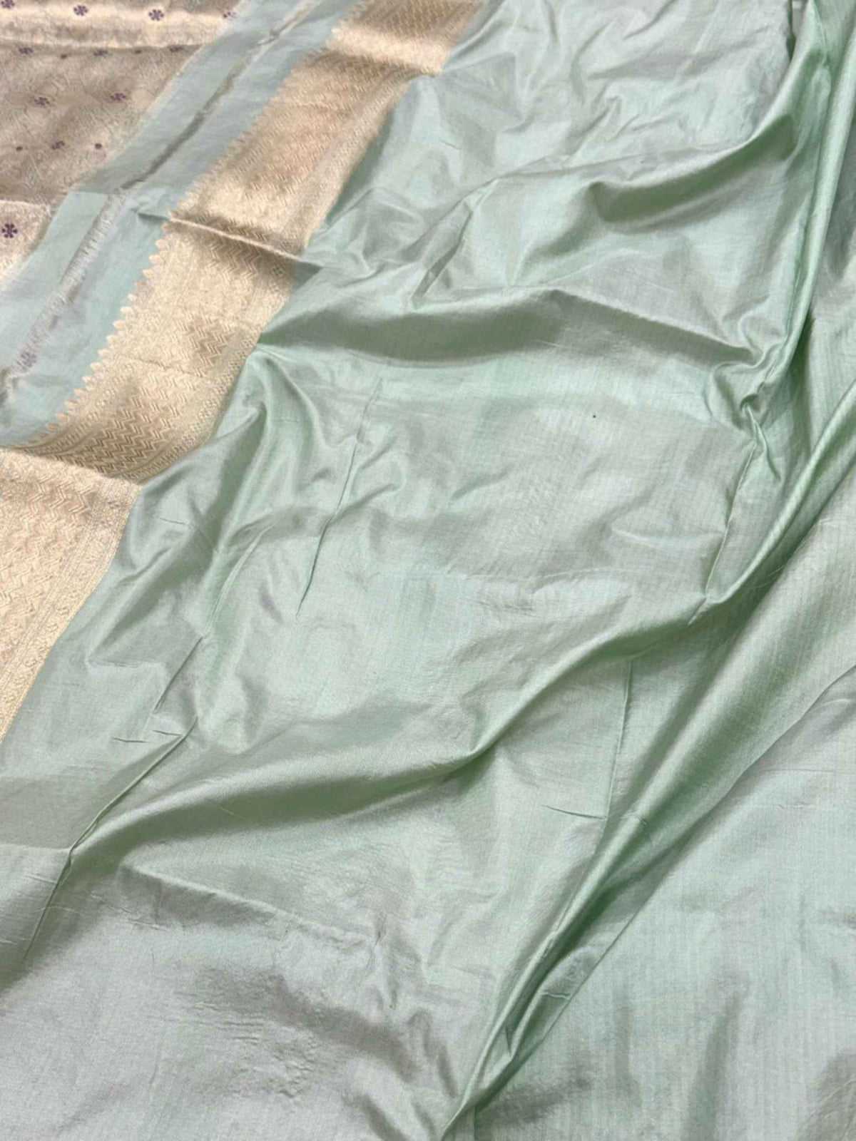Pastel Green Katan Silk Vintage Handloom Banarasi Brocade Saree