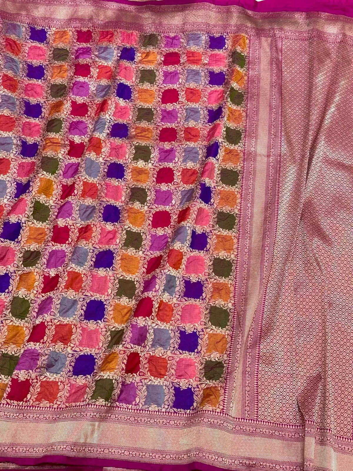 Rani Pink Rangkaat Handloom Banarasi Saree - Pure Katan Mulberry Silk Authentic Banarasi Saree