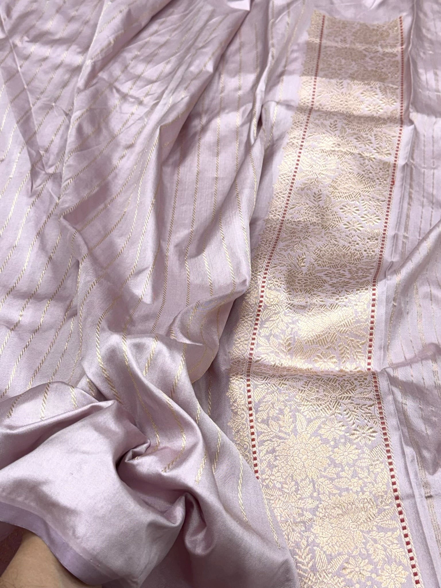 Dusty Lavender Pure Double Katan Silk Handwoven Banarasi Saree | Kadhwa Technique Tradition Meets Luxury