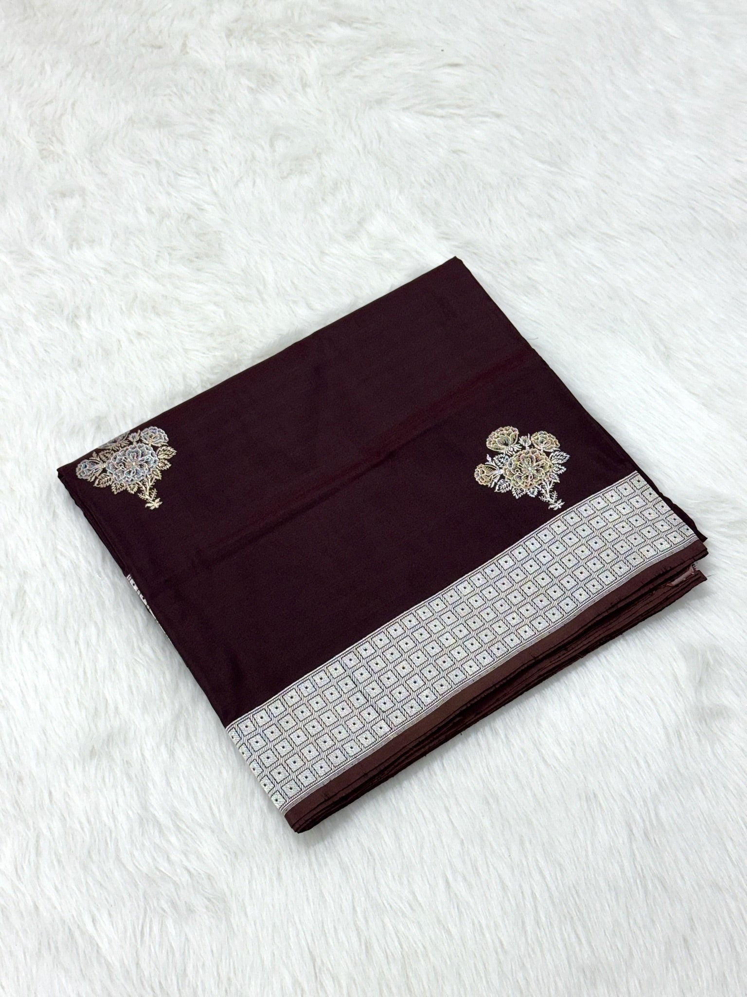 Brown Pure Katan Silk Handwoven Banarasi Saree