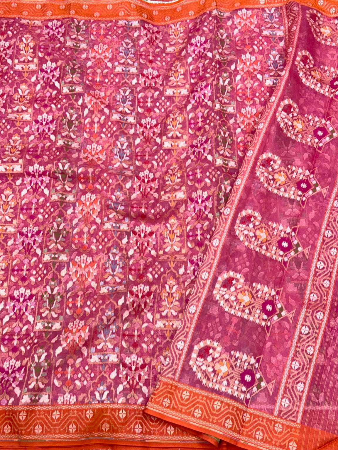 Mauve Pink Pure Kora Silk Handloom Banarasi Ektara Saree