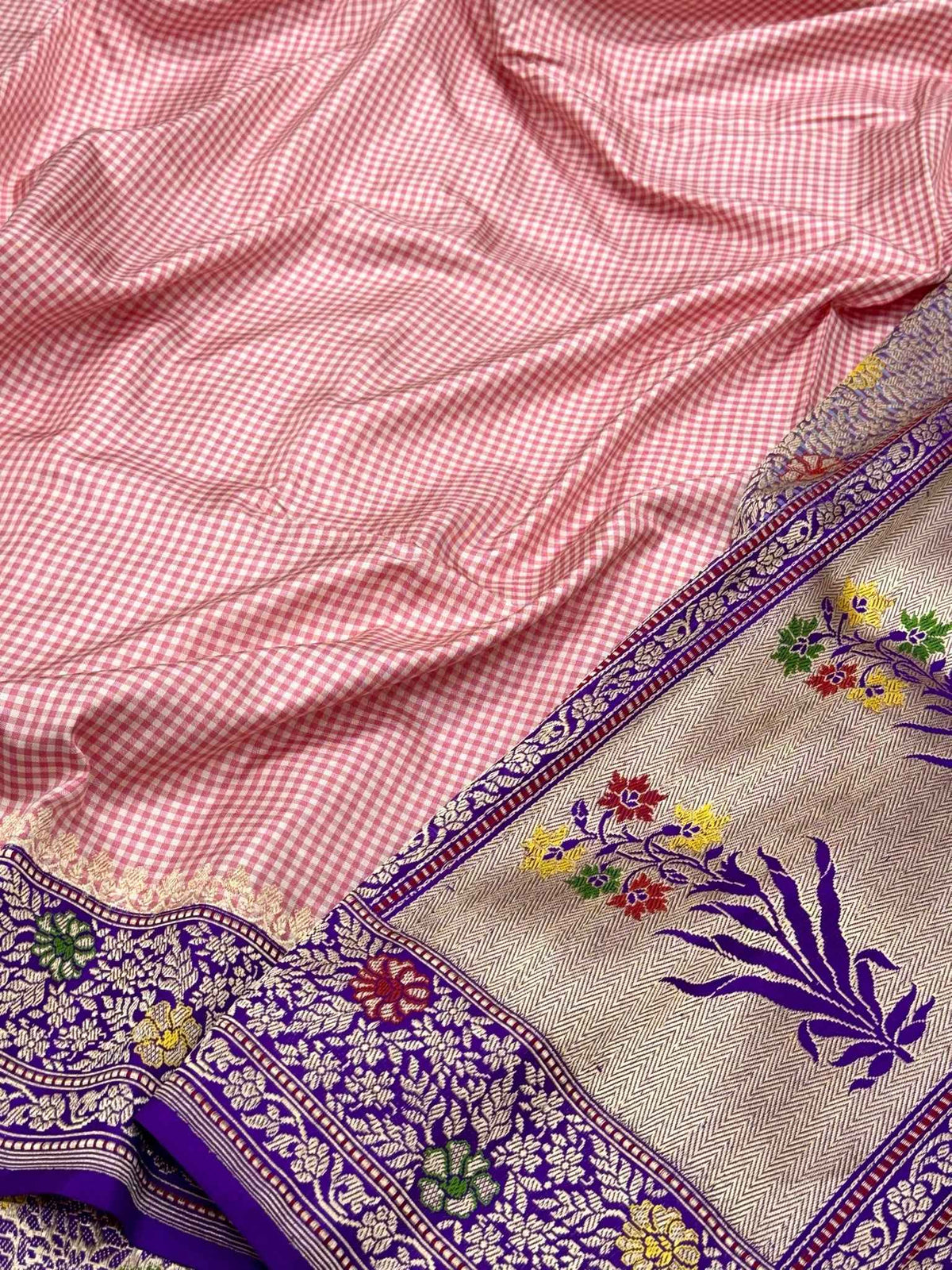 Pink Pure Mulberry Double Katan Silk | Kadhwa Ektara Kadhiyal | Handwoven Banarasi Saree - Six Yards of Pure Elegance