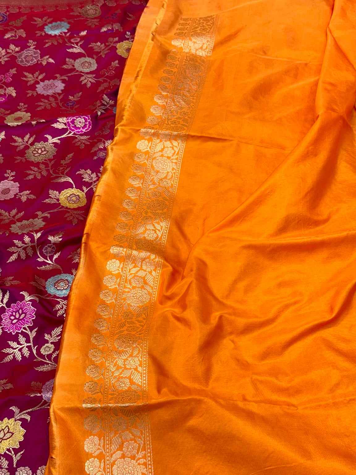 Raspberry Pink Pure Katan Silk & Pure Mulberry Silk Kadhwa Authentic Premium Banarasi Saree