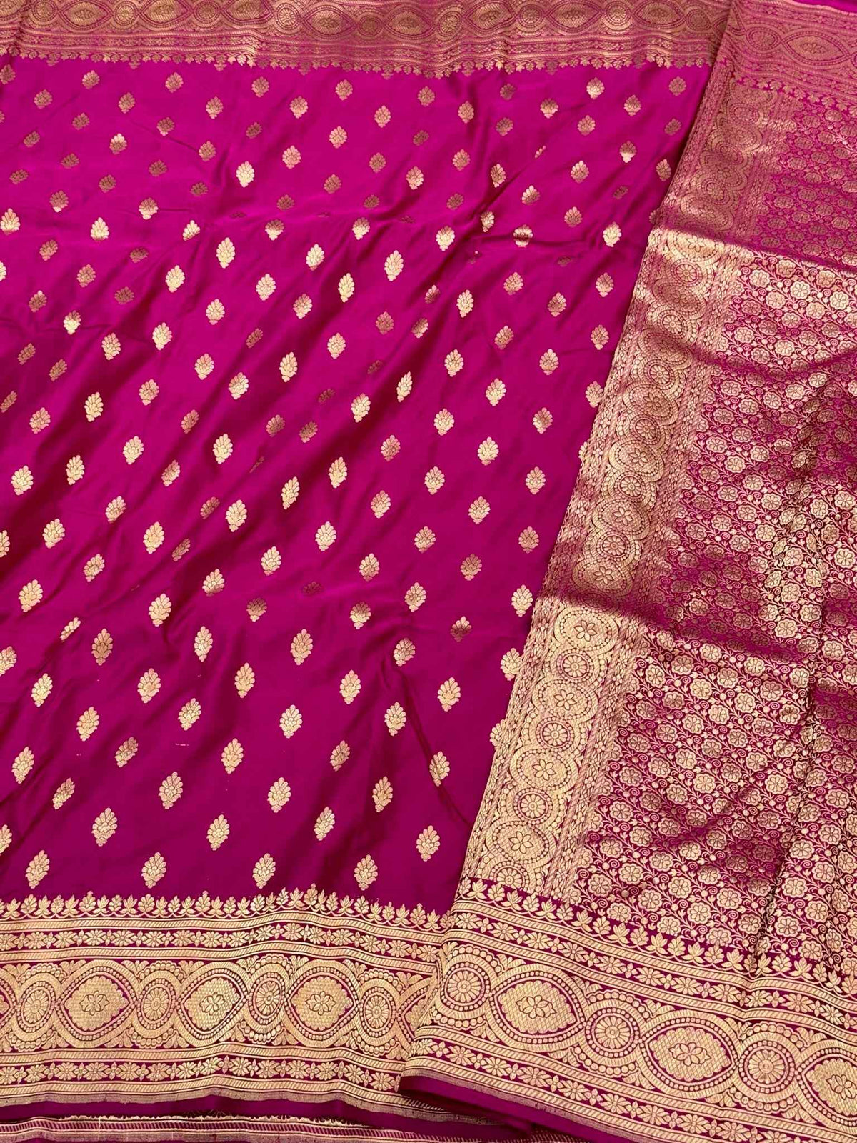 Hot Pink Pure Katan Mulberry Silk Handloom Banarasi Saree | Timeless Banarasi Elegance