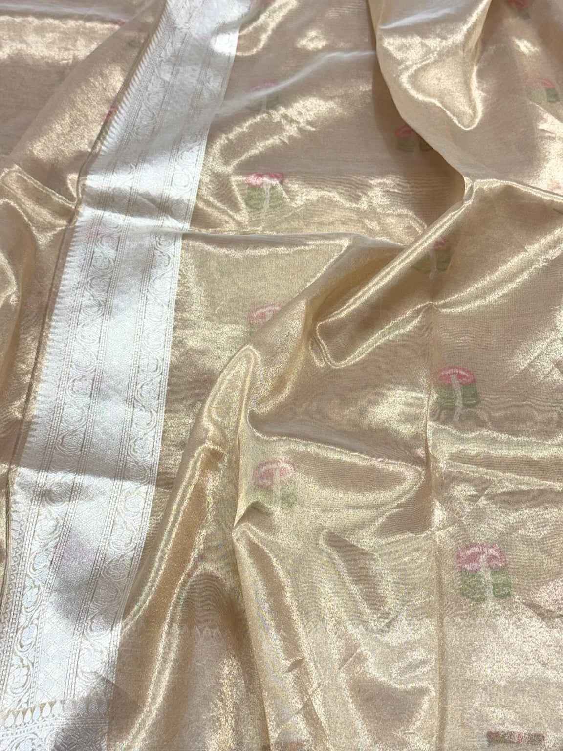 Blue Handloom Banarasi Saree With Pure Katan Silk & Pure Mulberry Silk