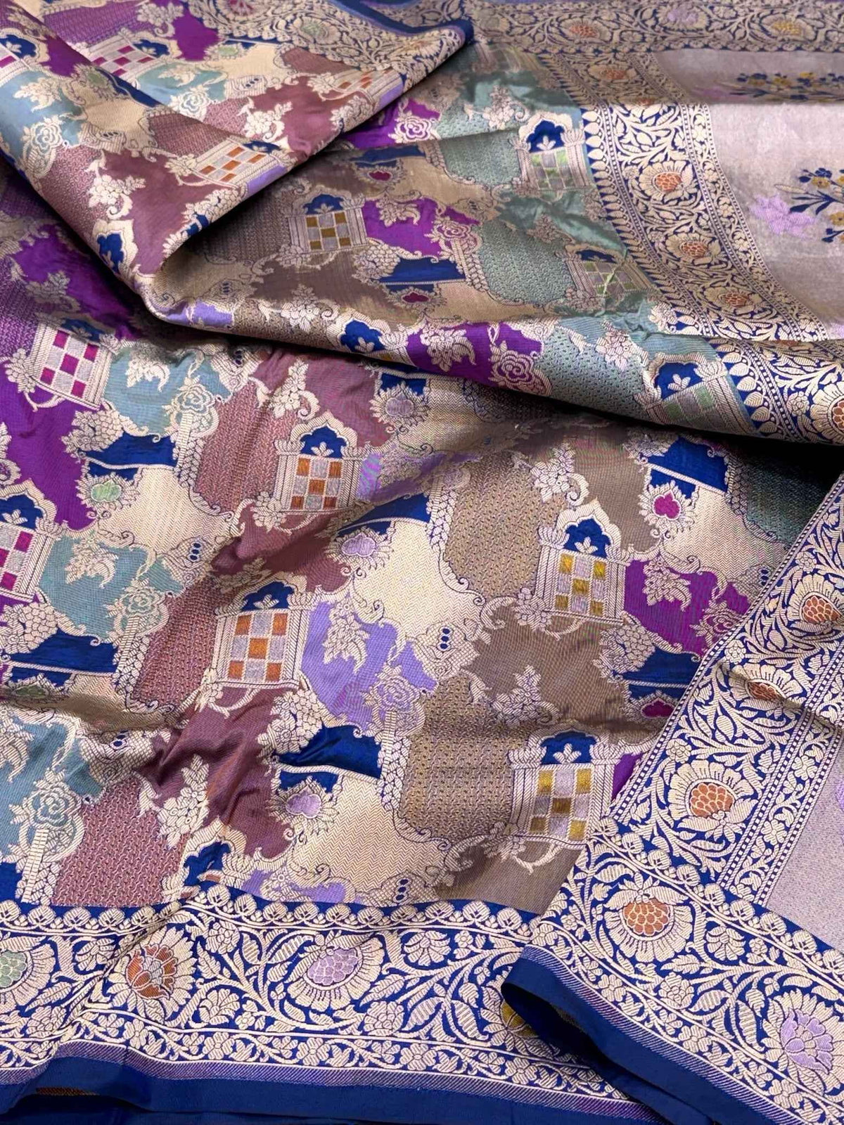 Blue Handwoven Banarasi Pure Mulberry Katan Silk Handloom Saree - Rangkaat