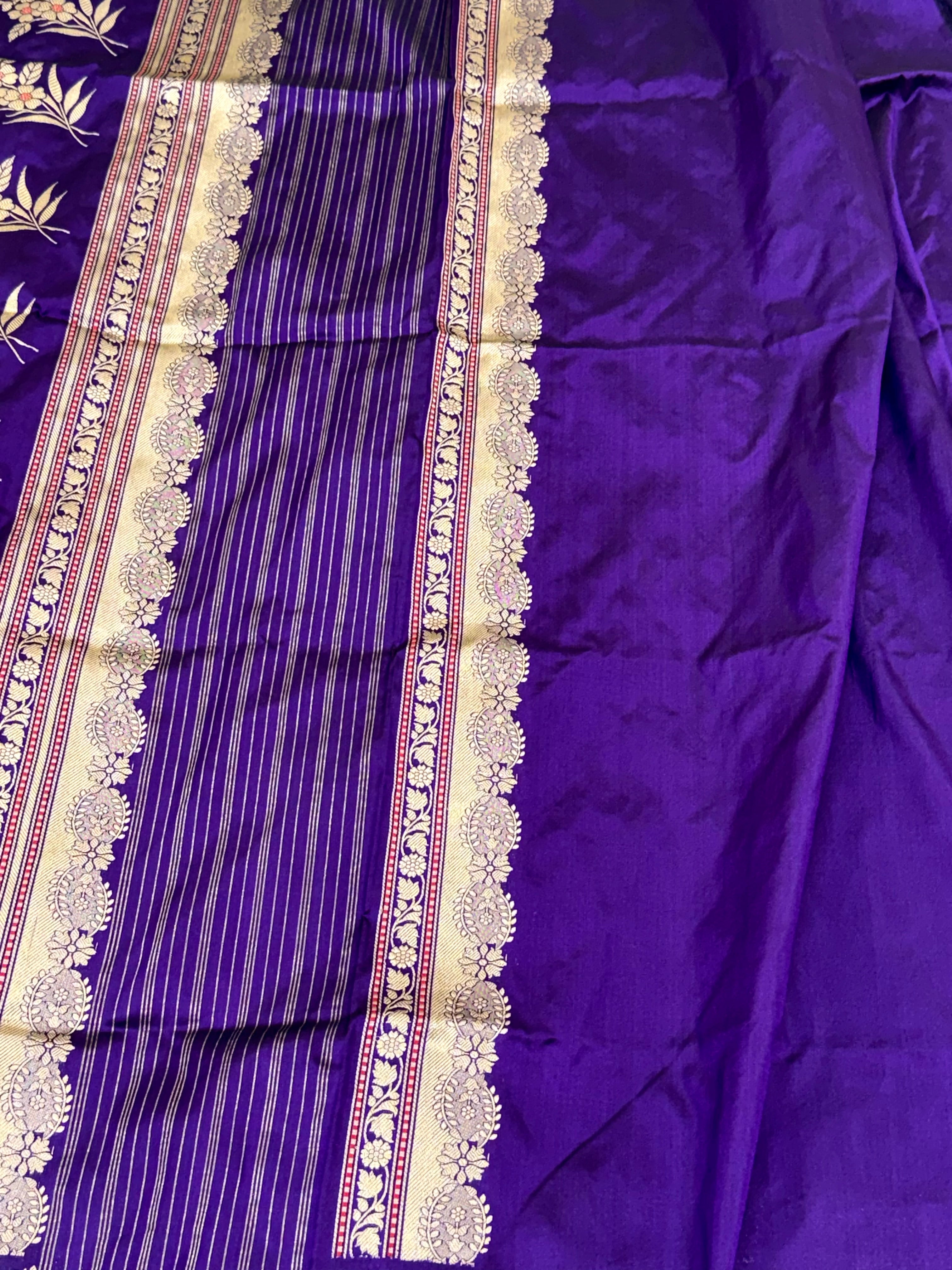 Purple Pure Mulberry Katan Silk Handwoven Banarasi Saree