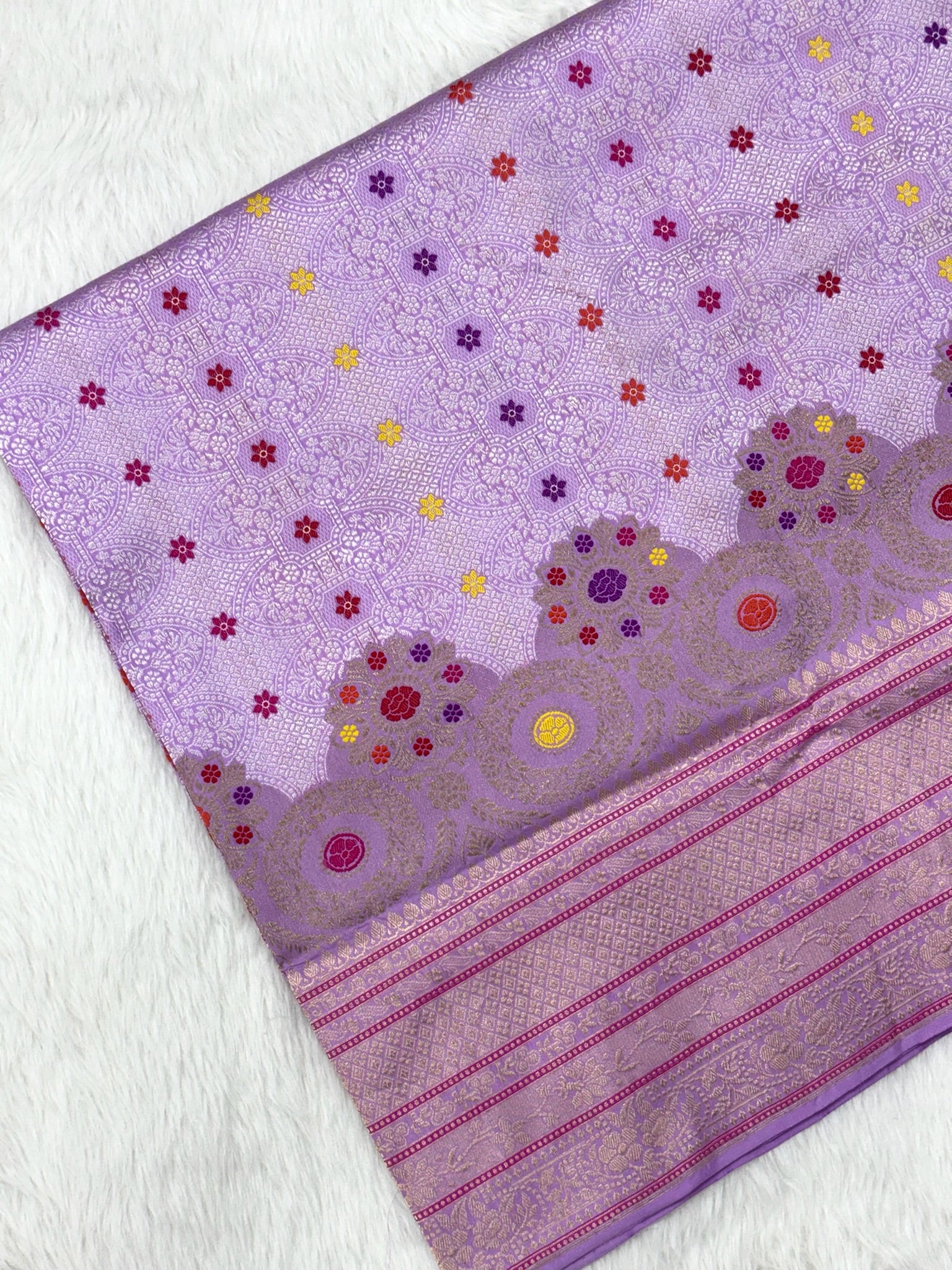 Lavender Purple Pure Mulberry Katan Silk Handwoven Banarasi Saree |Brocade|