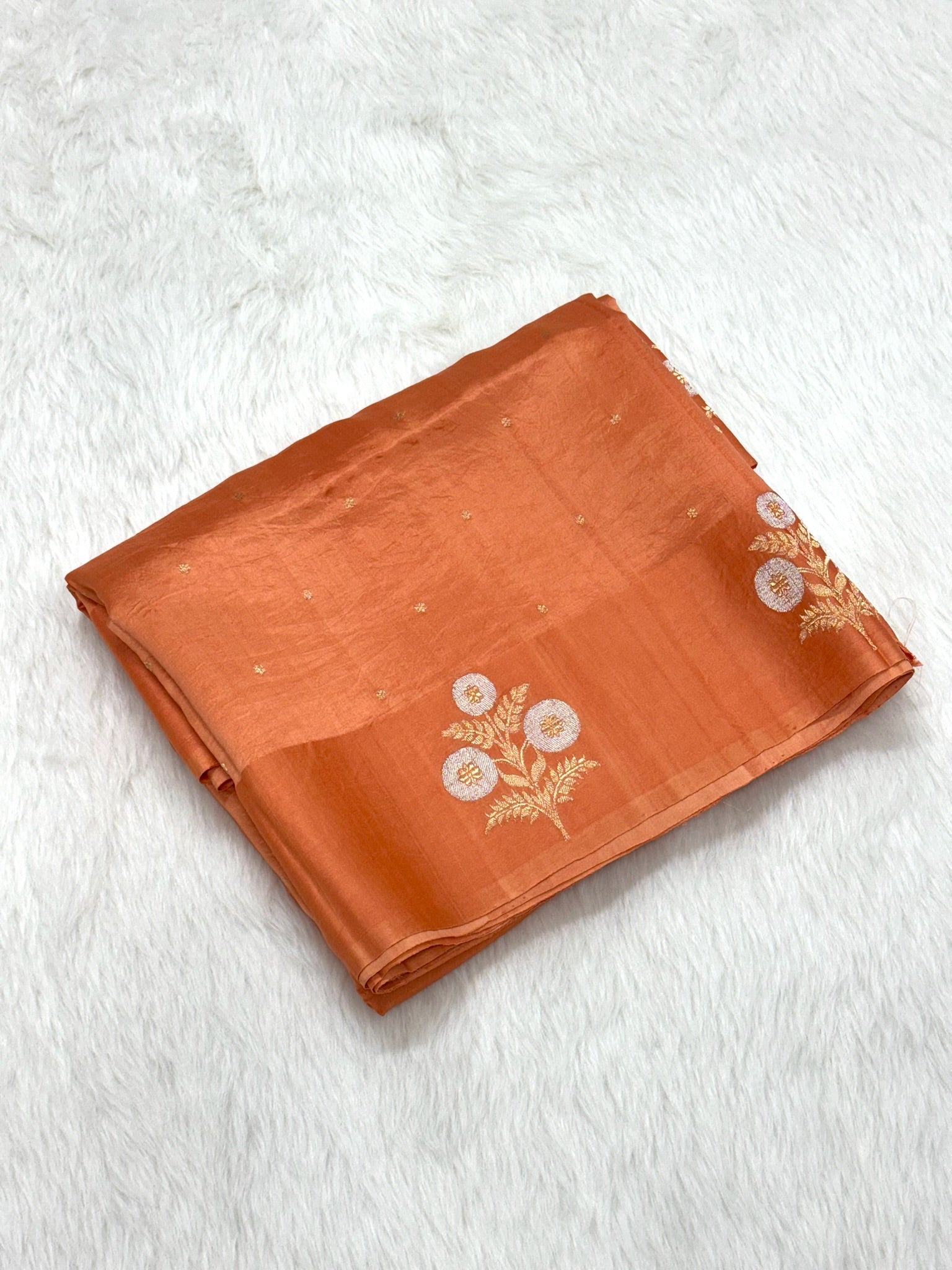 Peach Pure Raw Mango Silk Handwoven Banarasi Saree