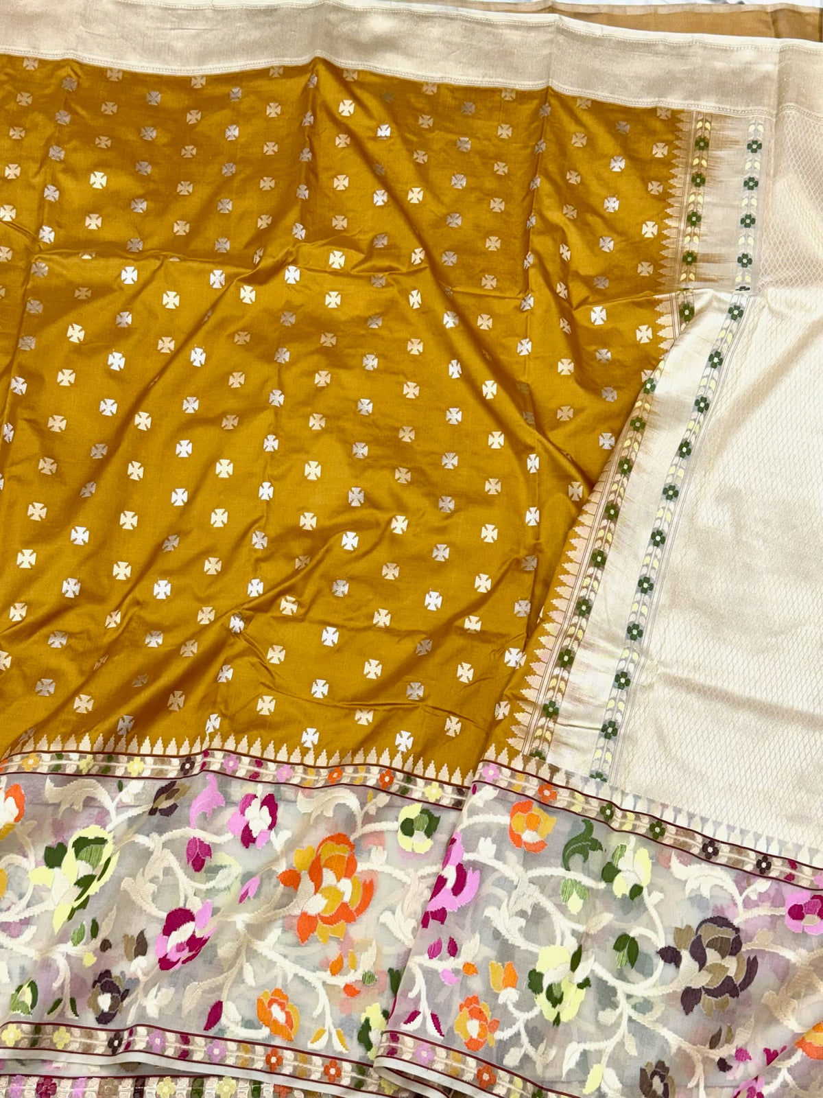 Mustard Yellow Pure Katan Mulberry Silk Authentic Banarasi Handwoven Saree - Crafted To Captivate