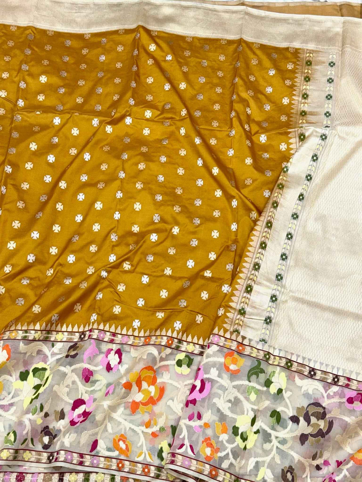 Mustard Yellow Pure Katan Mulberry Silk Authentic Banarasi Handwoven Saree - Crafted To Captivate
