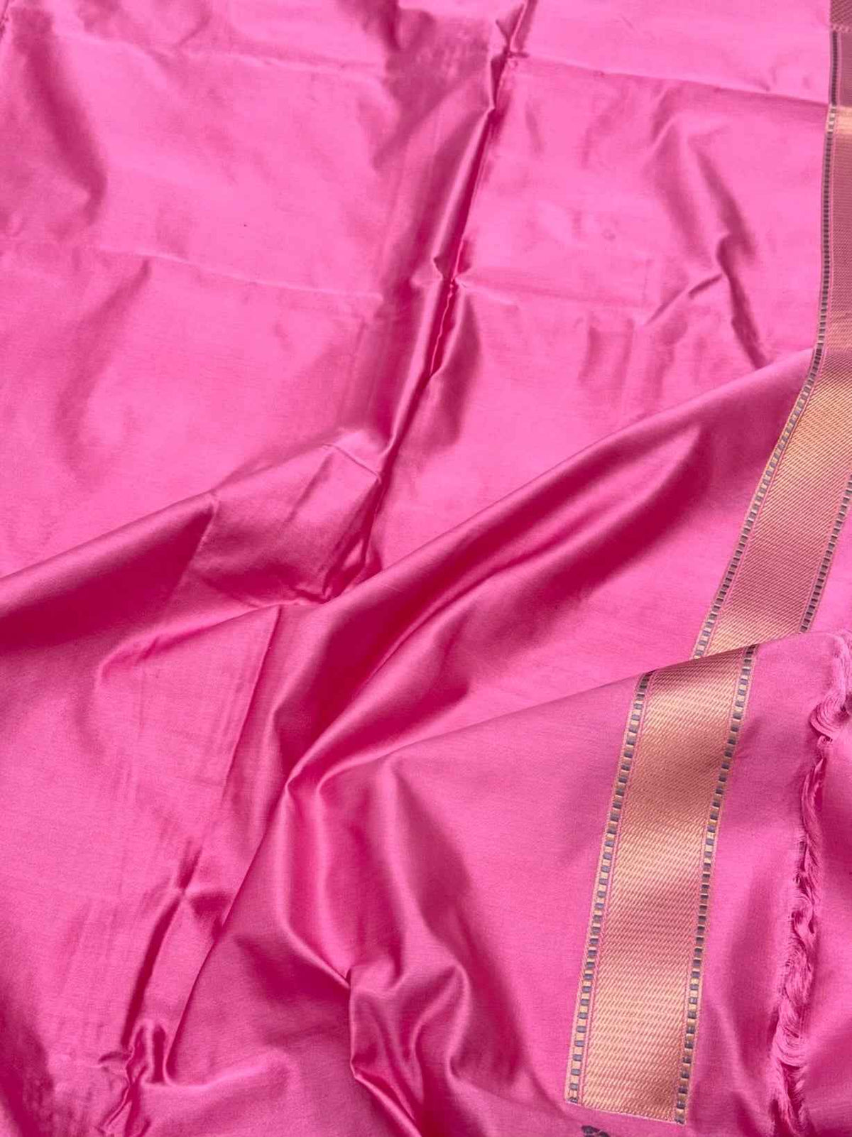 Pink Banarasi Handwoven Saree - Pure Satin Silk Kadhwa Weave Contemporary Banarasi Saree