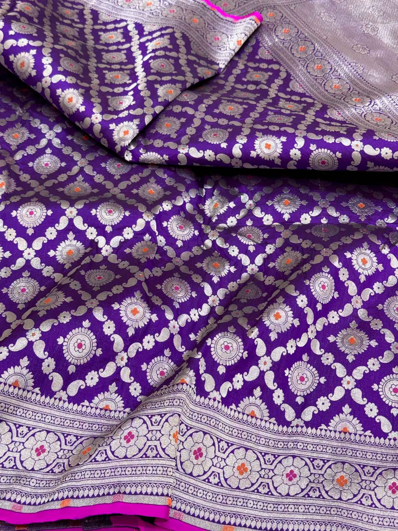 Purple Banarasi Handloom Silk Saree | Pure Mulberry Katan Silk Banarasi Saree