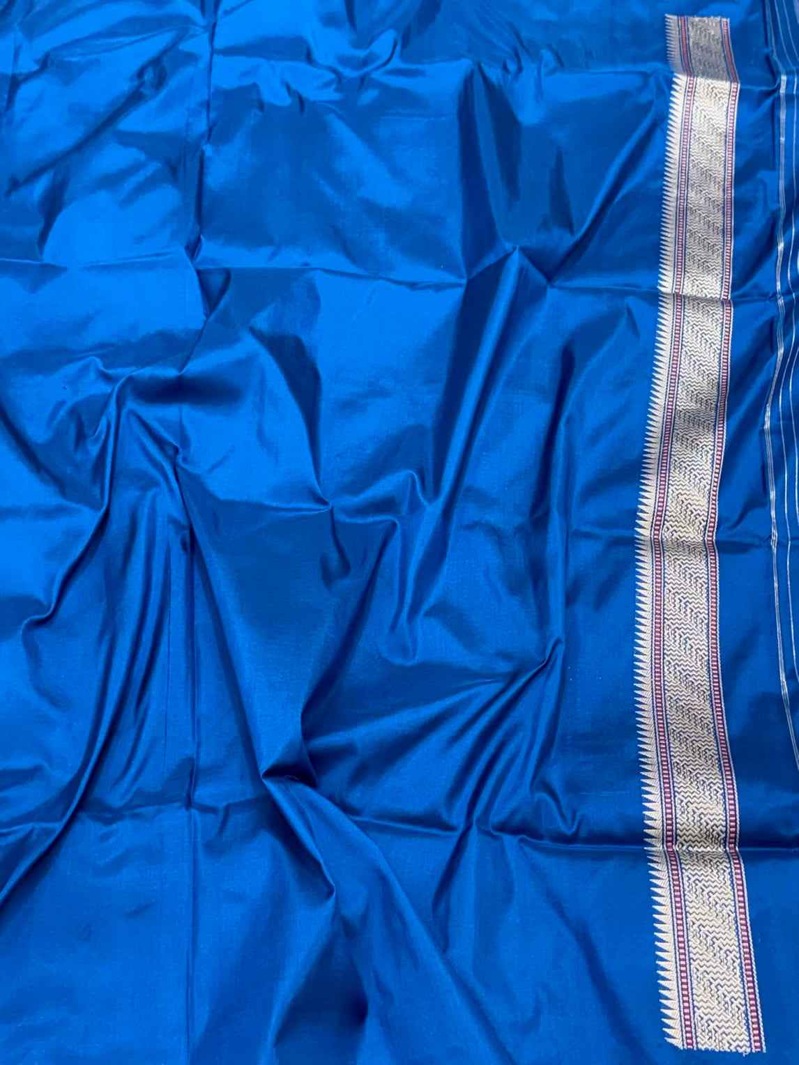 Blue Pure Mulberry Silk | Pure Katan Silk Handwoven Banarasi Silk Kadhwa Contemporary Saree