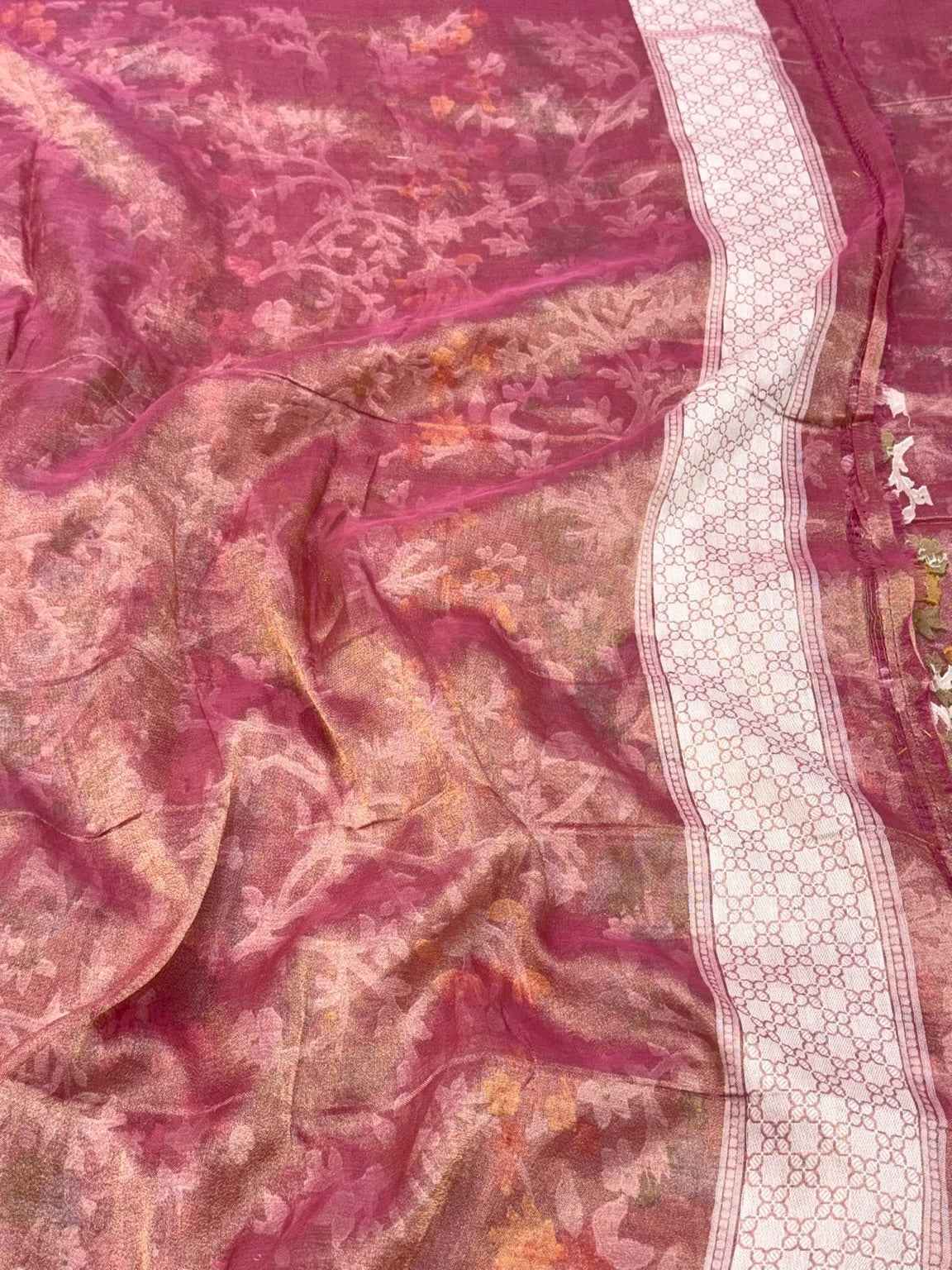 Yellow Pure Mulberry Katan Silk Jamdani Handloom Banarasi Saree