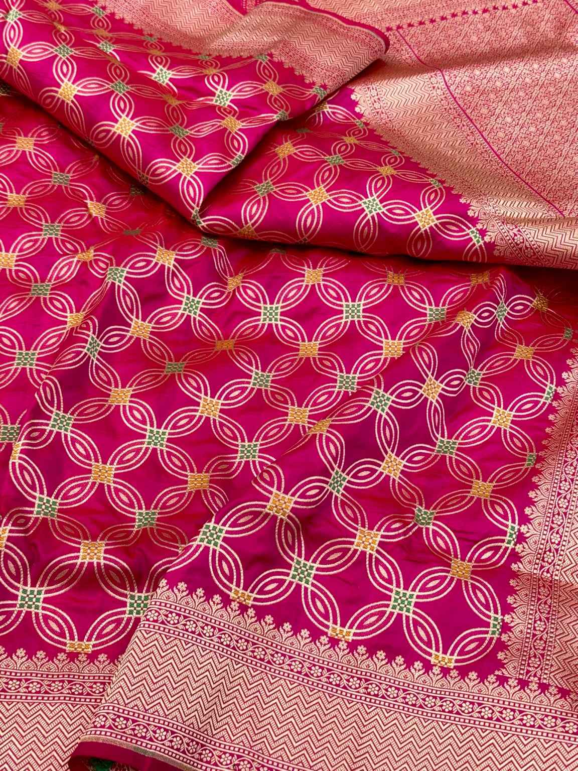 Pink Pure Mulberry Silk & Pure Katan Silk | Elegant Heritage Weave | Handloom Contemporary Banarasi Saree