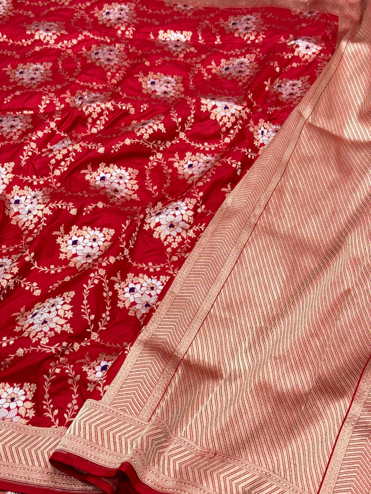 Red Pure Katan Silk Handloom Banarasi Saree