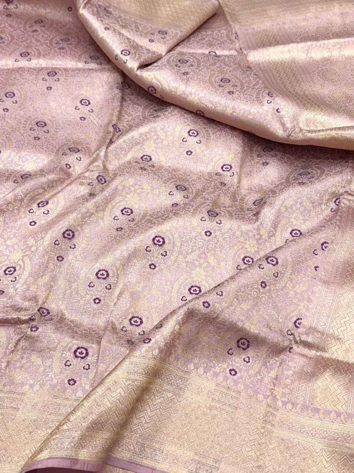 Mauve Pink Katan Silk Handloom Banarasi Brocade Saree