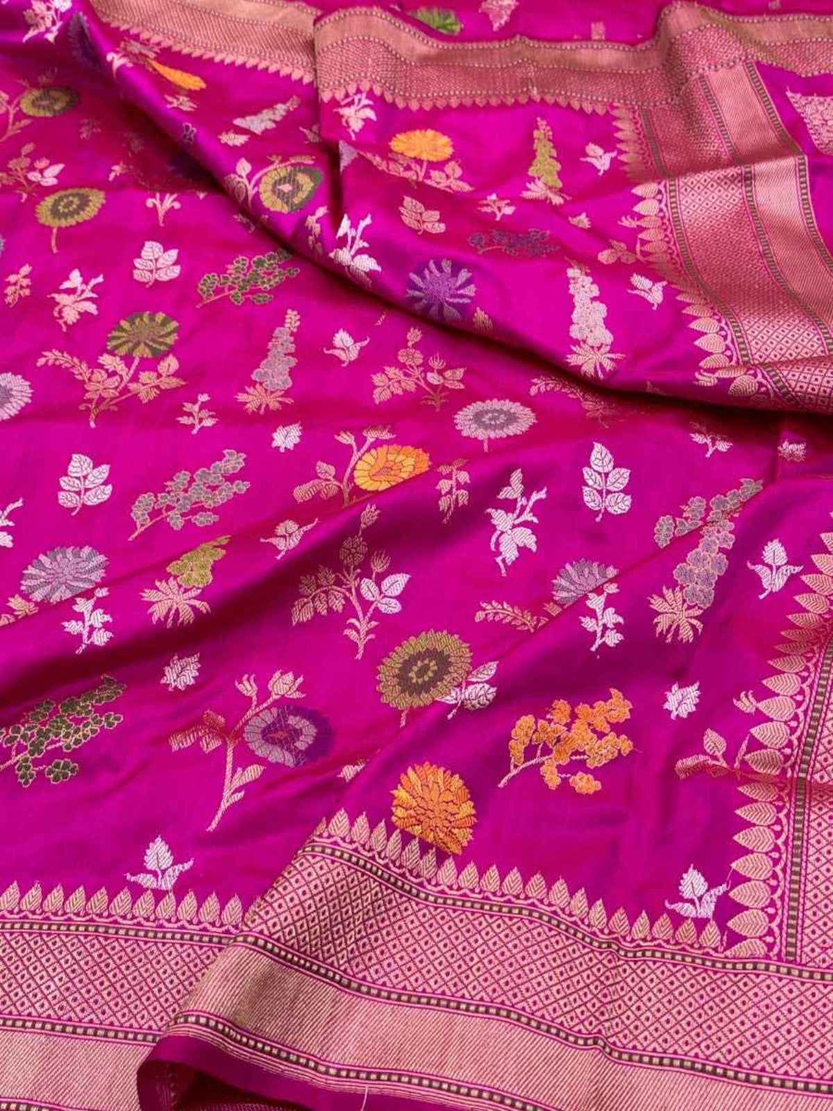Peacock Blue Pure Katan Tissue Silk Ektara Handwoven Banarasi Saree