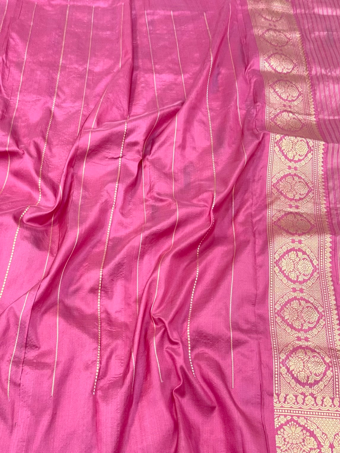 Hot Pink Pure Katan Silk Saree | Kadhwa Technique | Handwoven Banarasi Saree | 100% Pure Mulberry Silk Saree